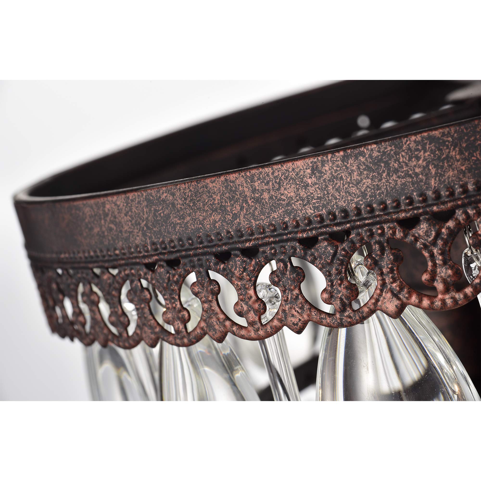 Warehouse Of Tiffany Antique Copper 3-Light Chandelier, 9.84&quot; Metal Fixture