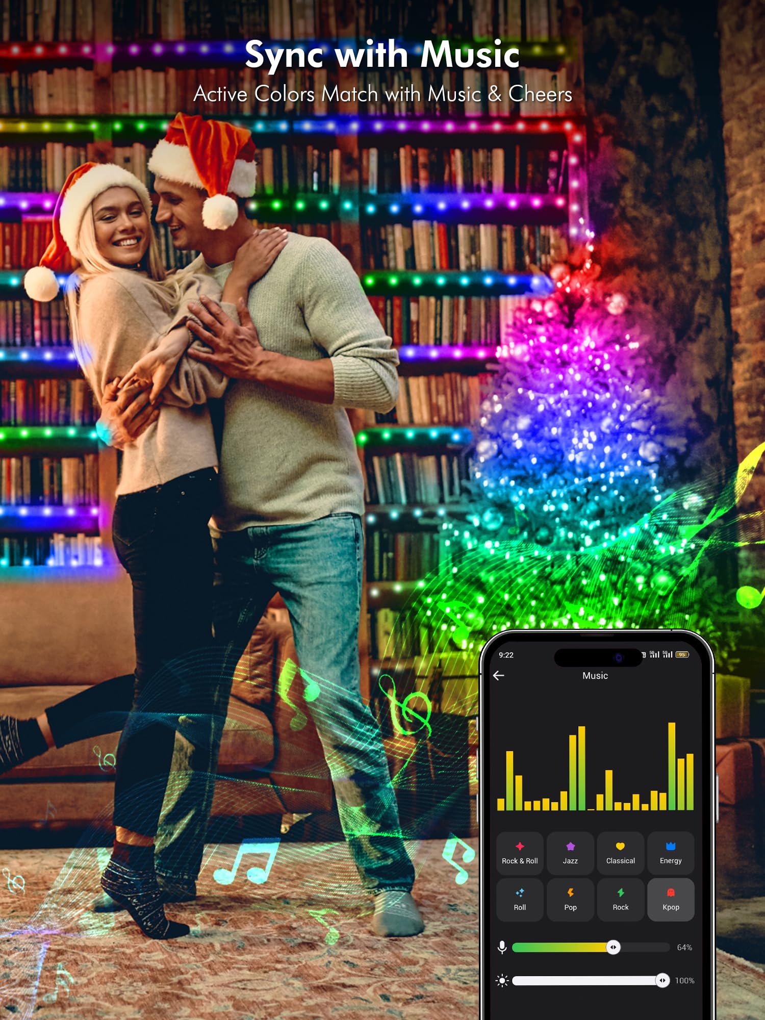 Brizled Smart Fairy Lights, 66Ft 200 Led String Light Wifi Smart Christmas Lights App Controlled, Rgb Color Changing Mini Light