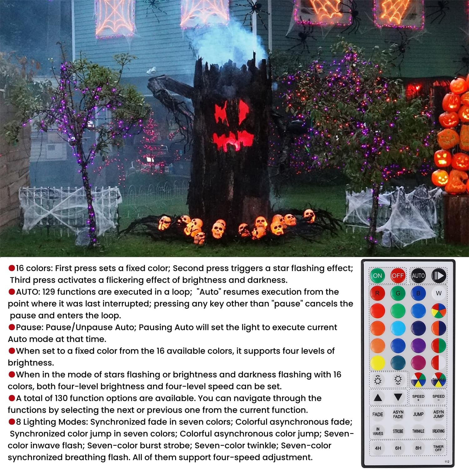 HOME LIGHTING 66ft LED Christmas Mini Lights, 200 RGB Colors, 7 Functions, Green Wire, Indoor/Outdoor Decor, Model HB-200COI