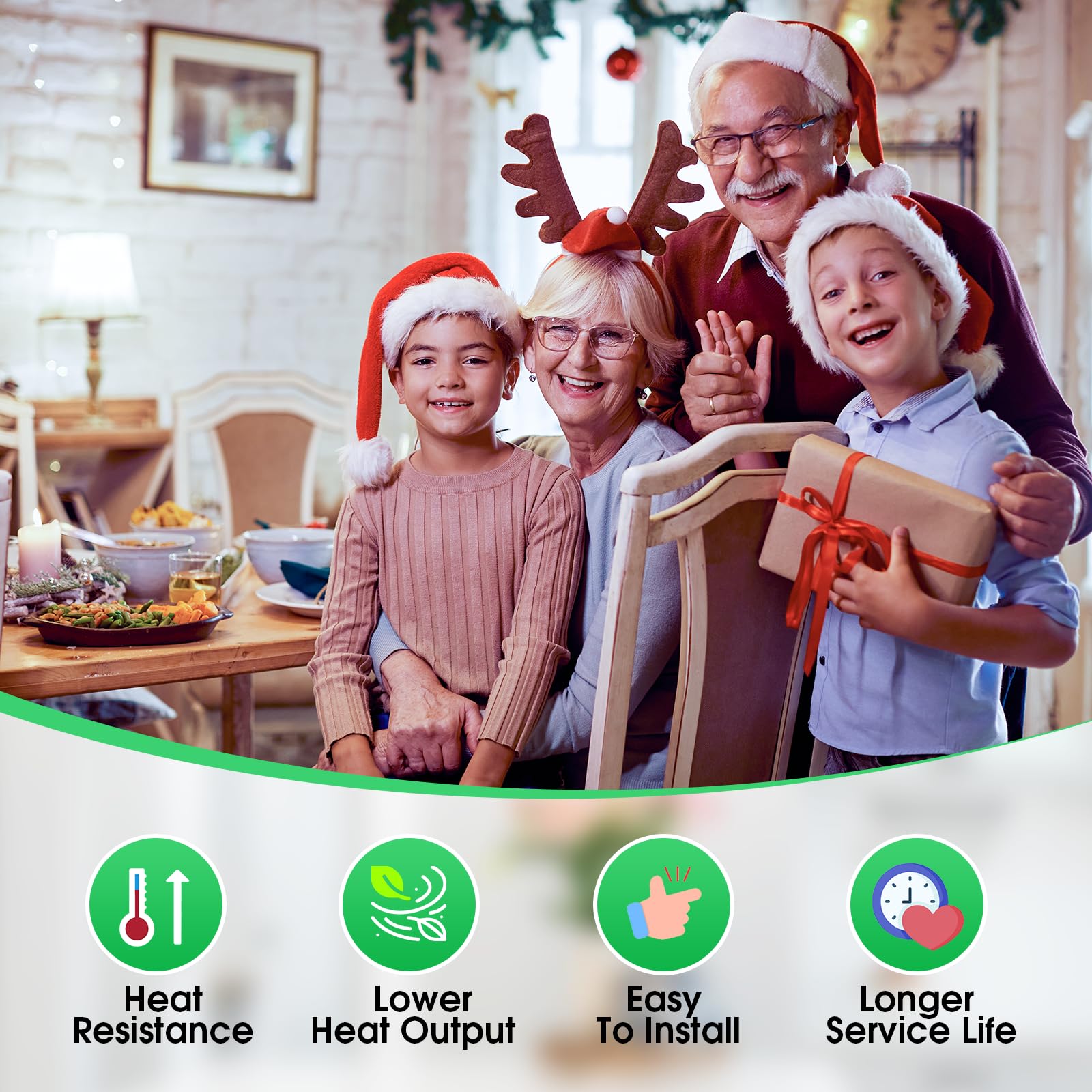 Maxvolador 60W Equivalent E26 Led Filament Light Bulbs, 850Lm Neutral White 4000K Led Edison Bulb, Non-Dimmable 6W A19 Led Bulb Medium Base, 4-Pack