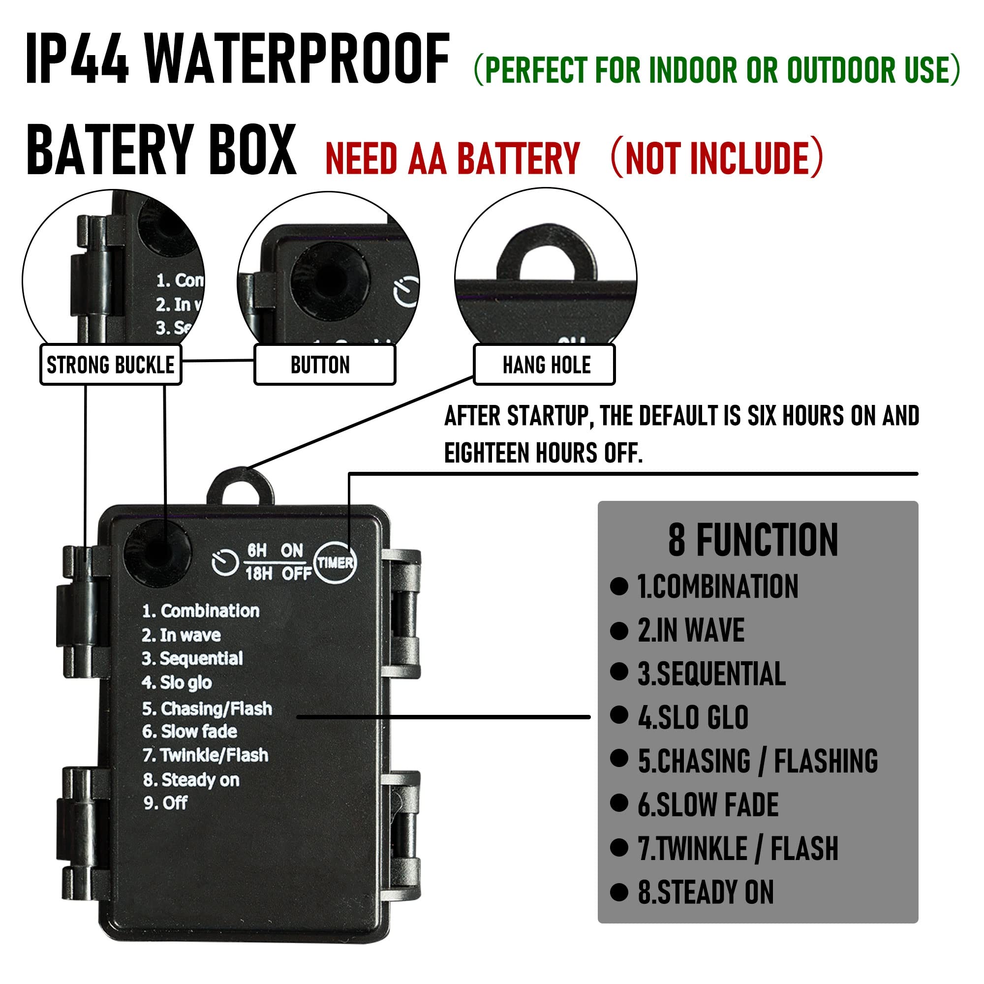 TW SHINE 50 LED Battery Operated Halloween Lights, 16FT Orange Mini String Lights, Waterproof, 2 Pack with 8 Modes for Indoor/Outdoor Decor