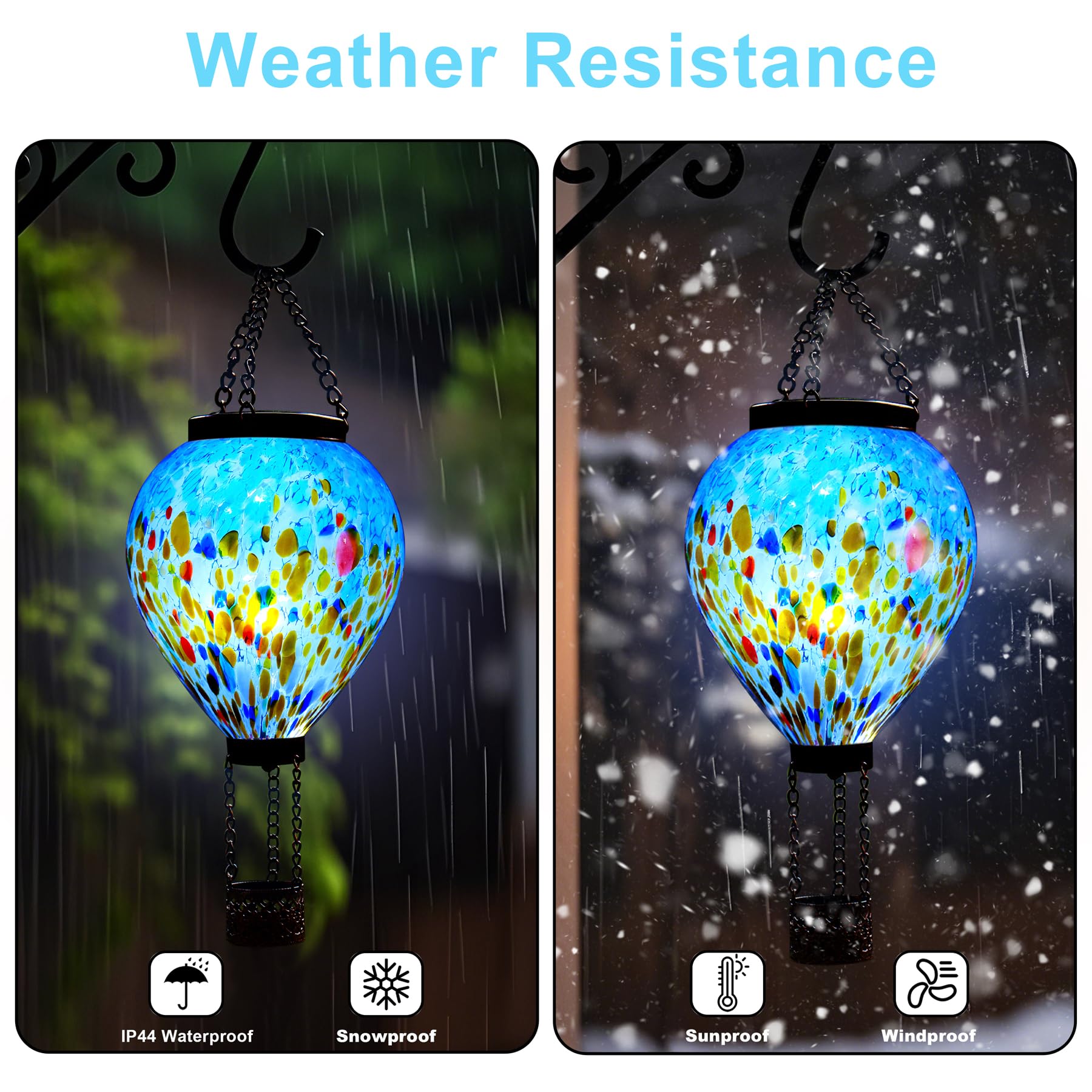 Voreen Solar Hot Air Balloon Glass Lantern - Hand Blown Multicolor Glass Outdoor Hanging Light  Ip44 Waterproof Led  Garden Patio Decoration Gift For Mom Wife Friend  Backyard Night Lighting Decor