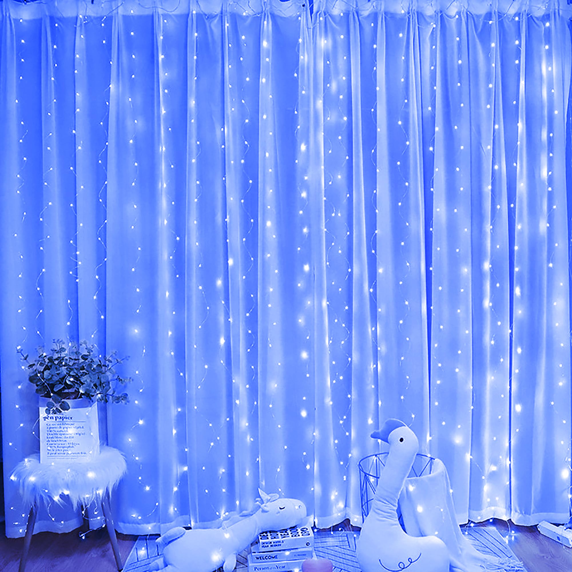 Selarlyt 2-Pack Solar Fairy Lights, 200 LED, Upgraded Lamp Beads, 8 Modes, Blue