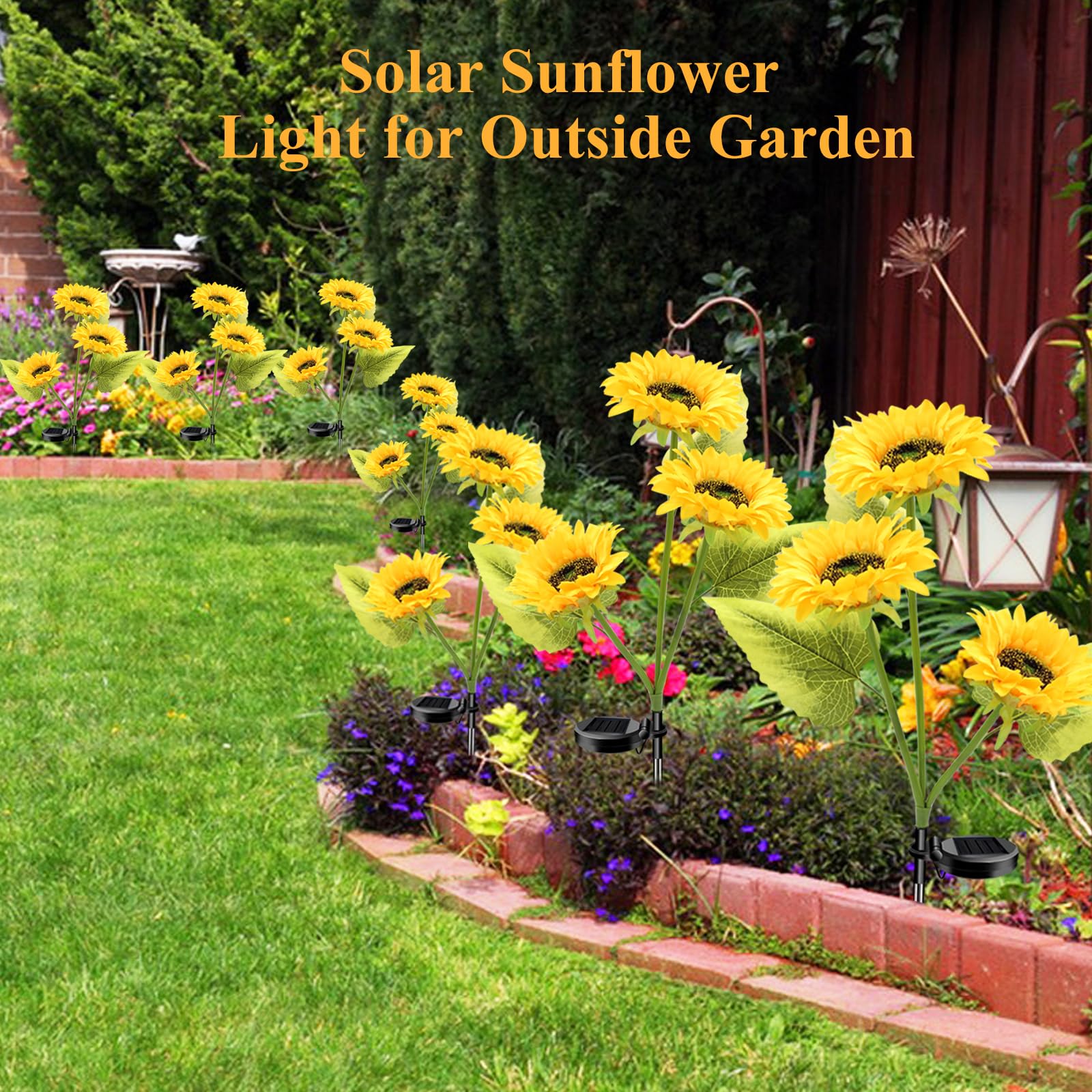 Etre Jeune Solar Garden Lights Outdoor Waterproof, 2 Pack Solar Powered Decorative Sunflower Garden Stake Lights For Outdoor Patio Pathway Walkway Landscape Yard Cemetery Grave Decorations