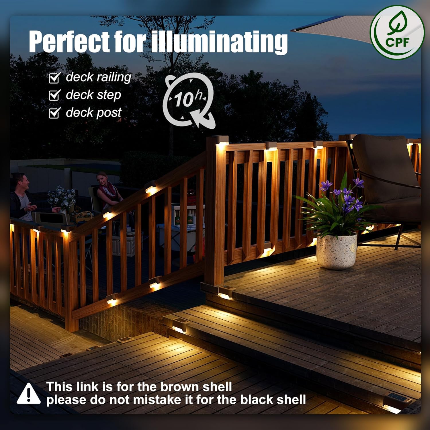 SOLPEX Solar Deck Lights 16 Pack - Waterproof LED Step Lights, Warm White, for Outdoor Stairs, Fence, Yard, Patio, and Pathway