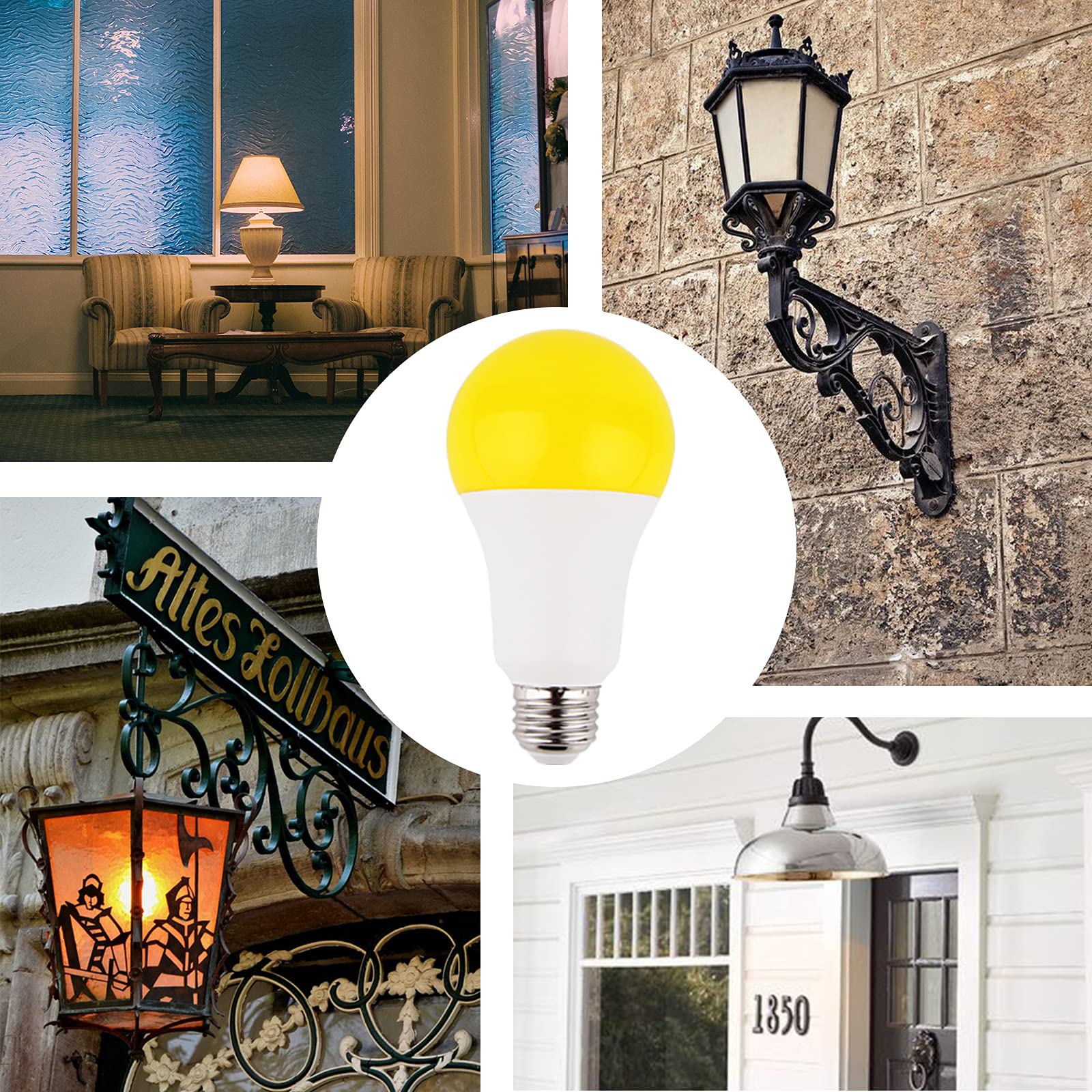 U4GLORY Amber LED Bulb - 15W (100W Equivalent), 1500Lm, 2200K Soft Glow, Yellow, A21 E26 Medium Base, 2 Count