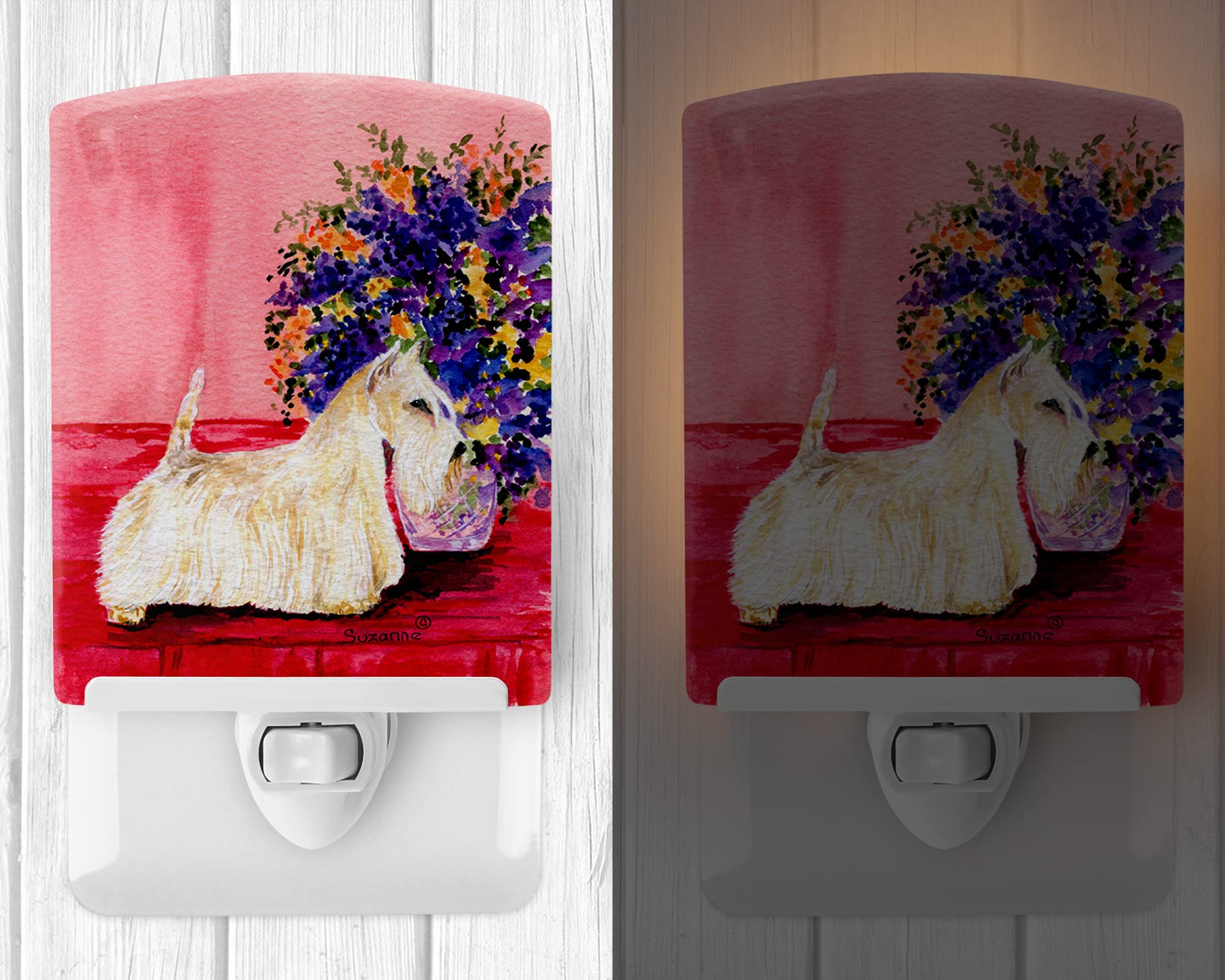 Caroline'S Treasures Ss8306Cnl Scottish Terrier Ceramic Night Light Compact, Ul-Certified, Ideal For Bedroom, Bathroom, Nursery, Hallway, Kitchen, 6X4X3, Multicolor