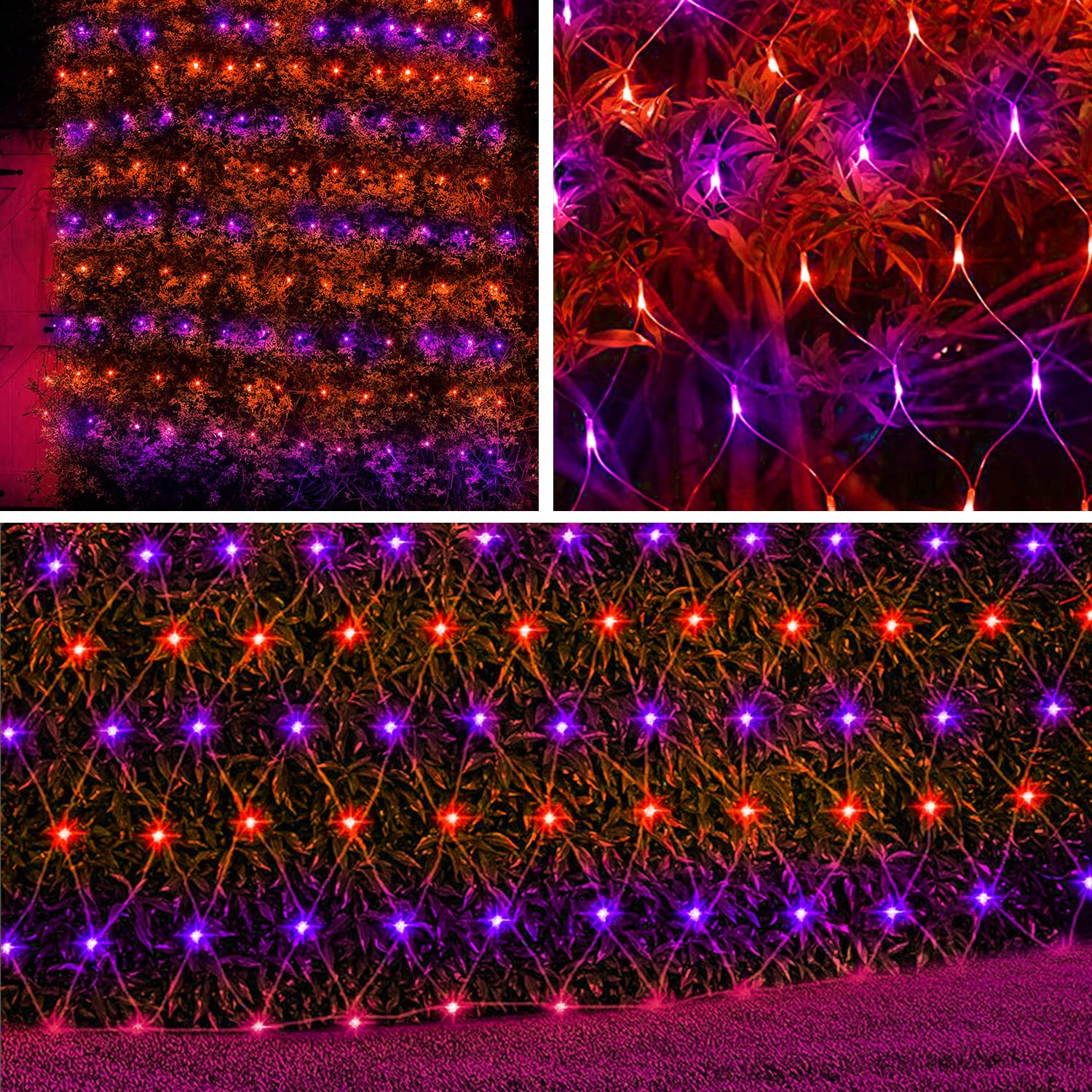 weillsnow 198 LED Halloween Net Lights, Waterproof, 9.8FT x 6.6FT, Orange & Purple, 8 Modes, Model HB-198WCOI