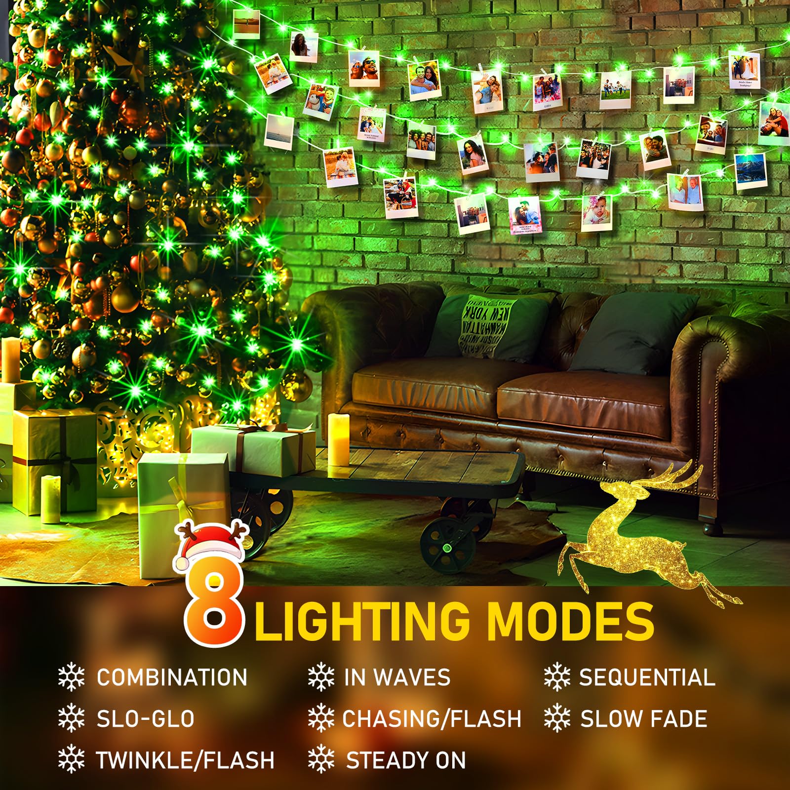 KNONEW LED String Lights 1000 Lights 403ft Waterproof Green Fairy Light 8 Modes & Timer for Outdoor Christmas Decorations Model 68KN-168LIG-NIU