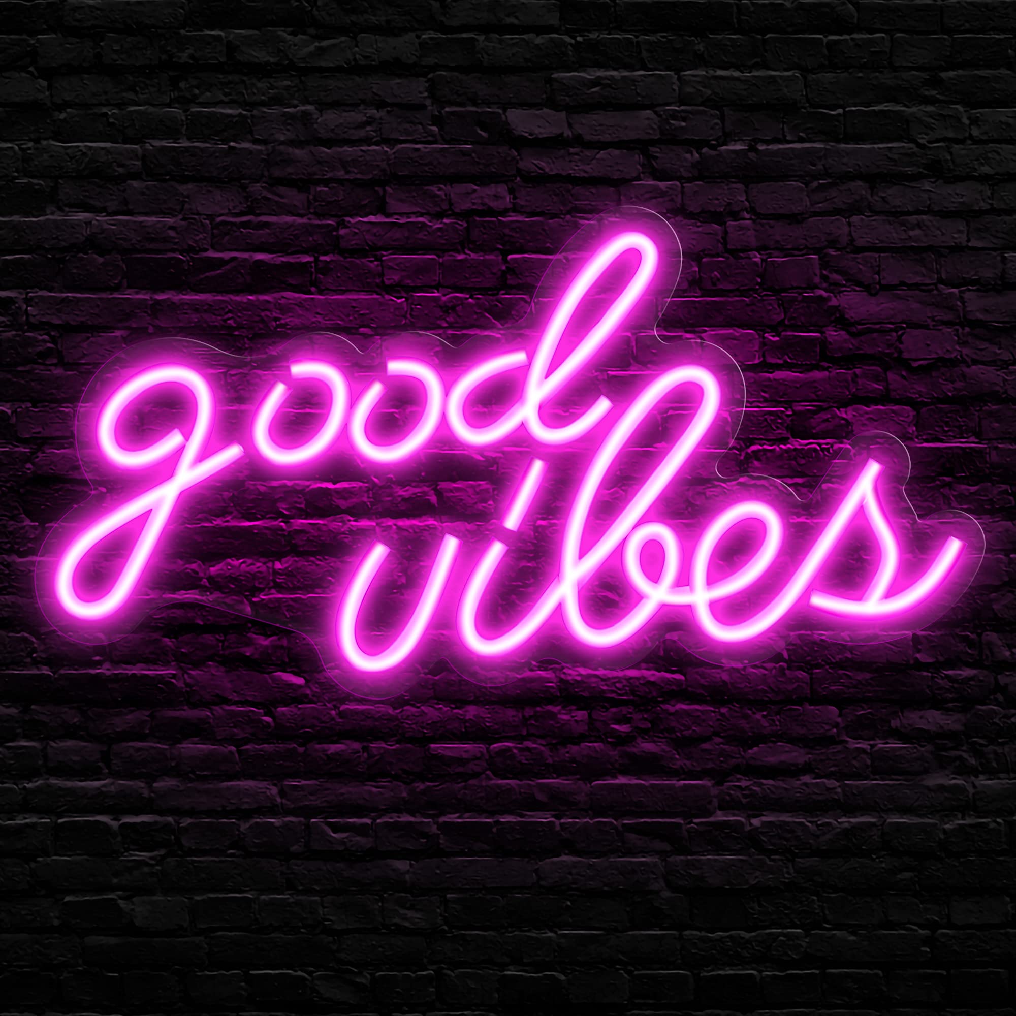 Olekki Neon Sign - Good Vibes LED Wall Decor, Pink, 16.1 x 8.3 inch, Model OLKNS-GVP, Plastic