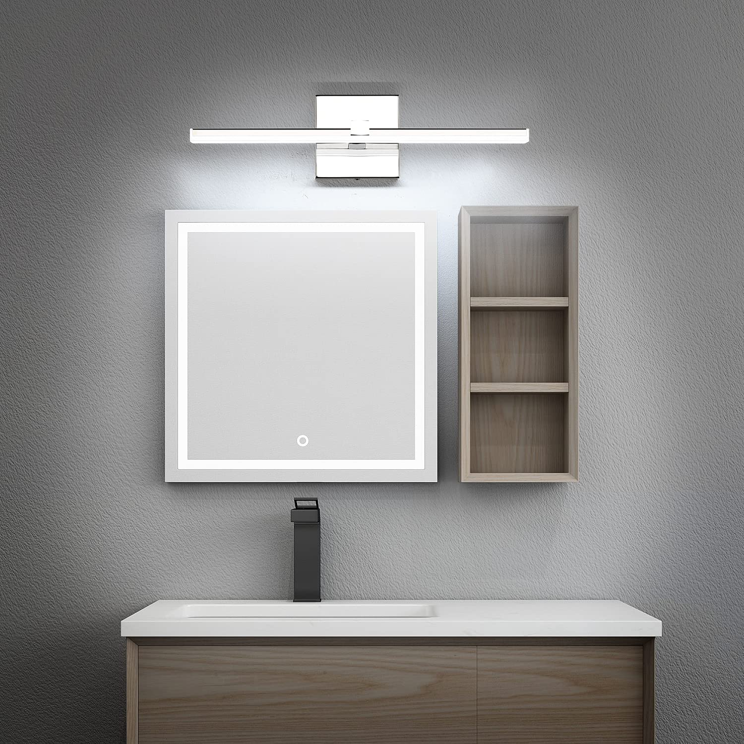 ZUZITO Bathroom Light Fixture LED Dimmable 14W 18in Chrome Modern Model Z9650-450mm