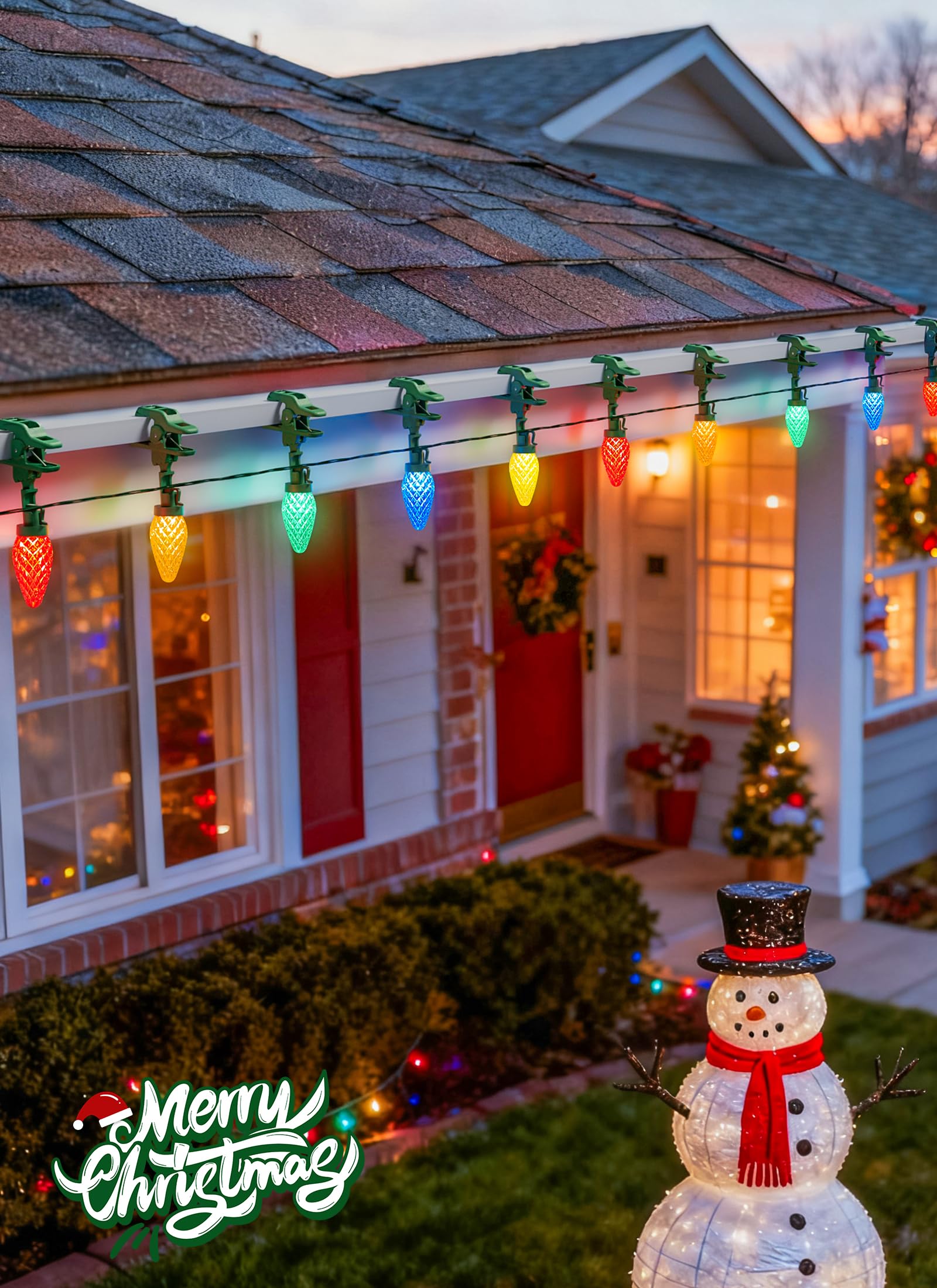 Brightown C9 LED Christmas Lights, 150 Multicolor Waterproof String Lights, 99 Feet, Model GY-C9-X-33-3B, Includes 150 Clips