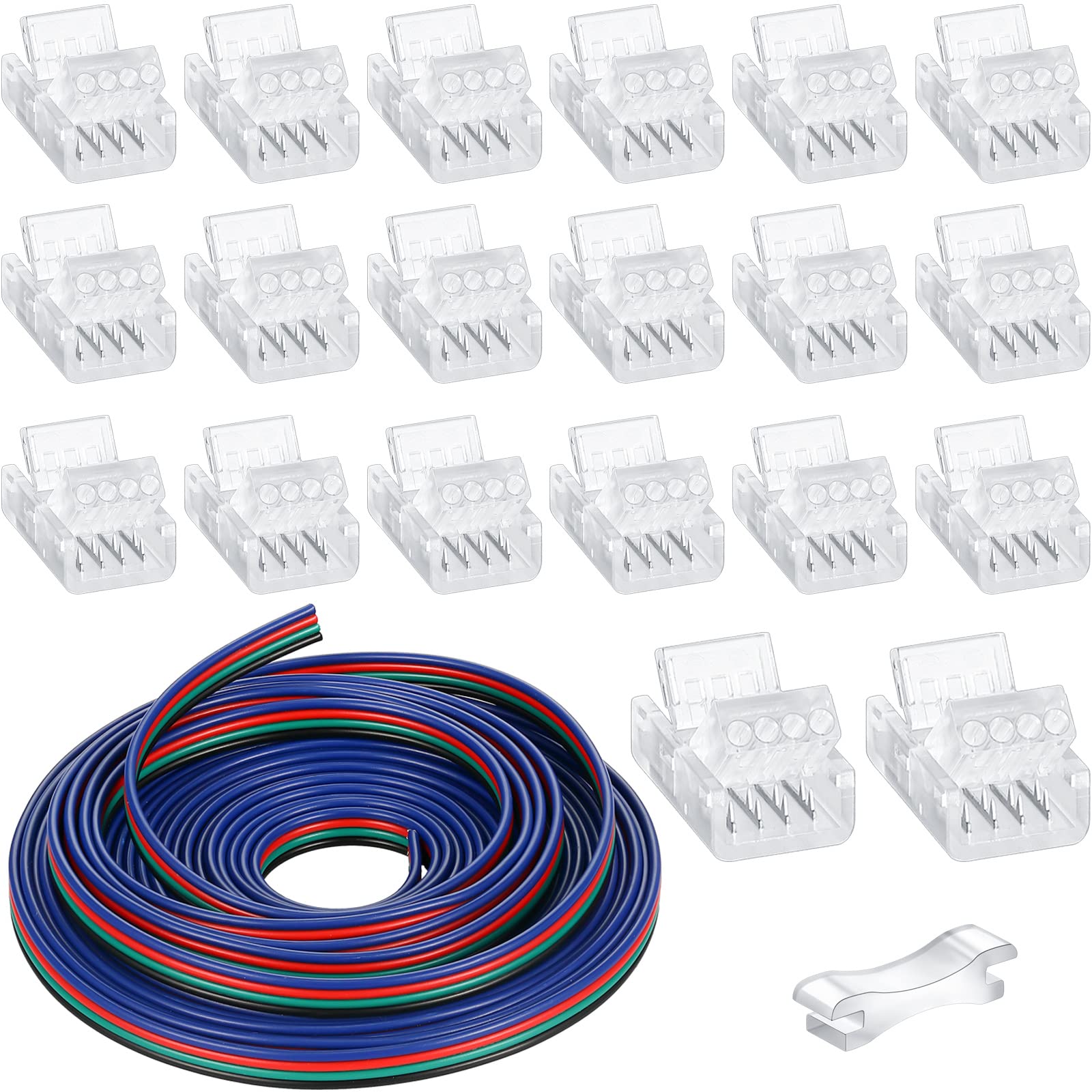 Zhengmy 4 Pin LED Strip Connector, 10mm Solderless Track Lighting, for 5050 LED Strip, Model Zhengmy-Strip-11