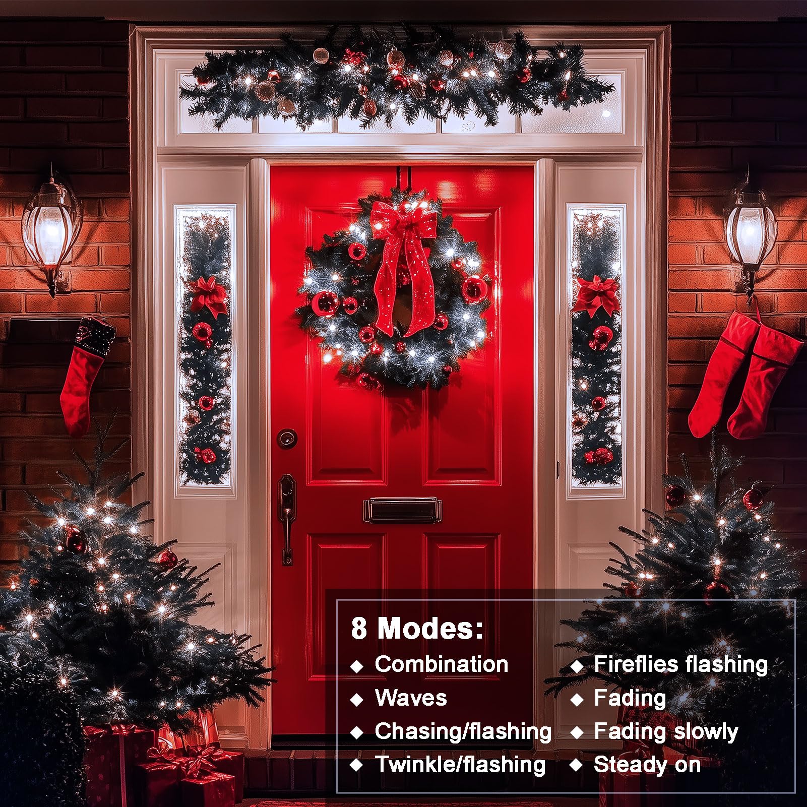 Zaiyw 200 Led String Lights Battery Operated, 66Ft Cool White, Remote Timer, 8 Modes, Dark Green Wire