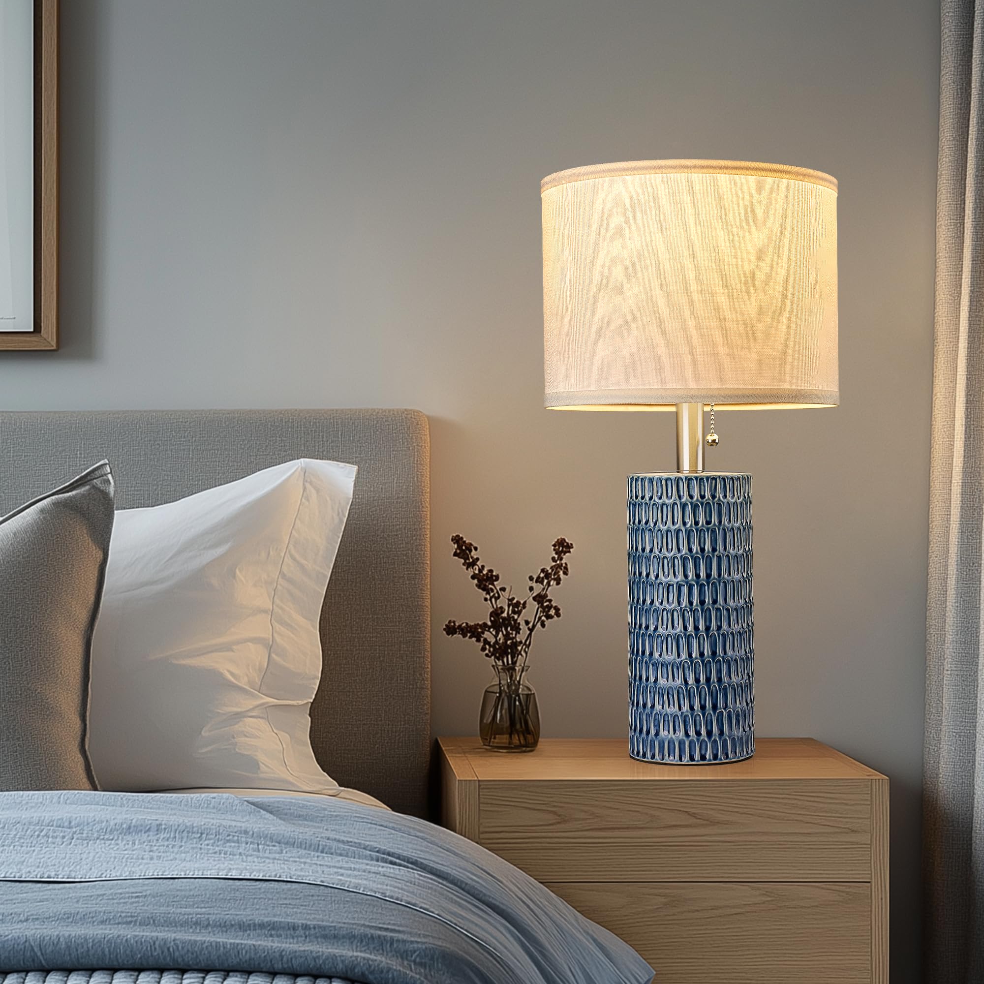 Reaketon Table Lamp Set Of 2,20'' Ceramic Table Lamp Bedside Lamps Nightstand Lamp Modern Table Lamp For Living Room,Bedroom & H