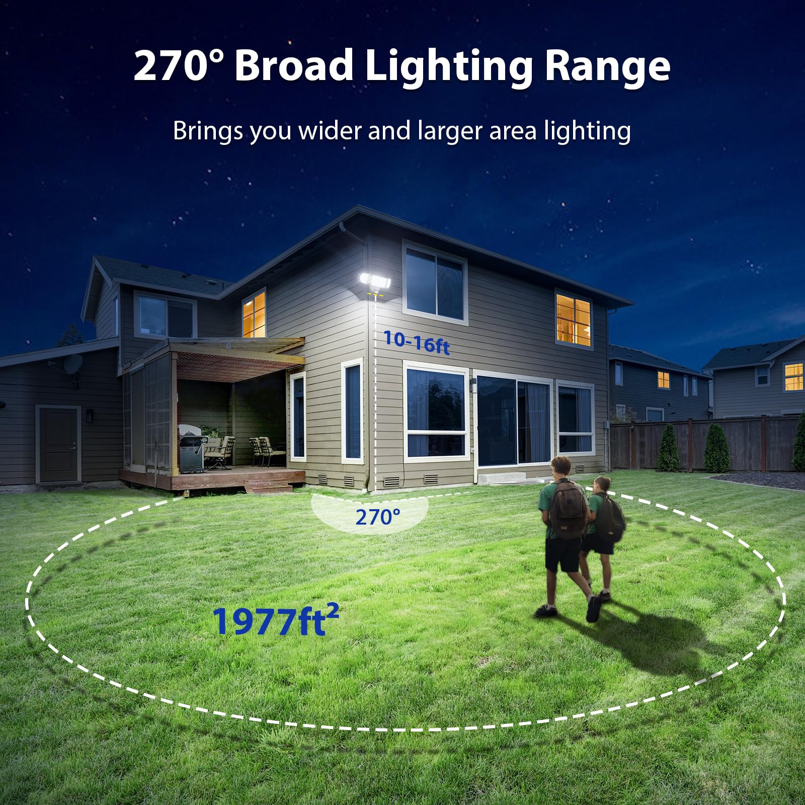 iMaihom 100W Motion Sensor Outdoor Light, 9000LM, IP65 Waterproof, 3 Adjustable Heads, White, Model BDD100G-3