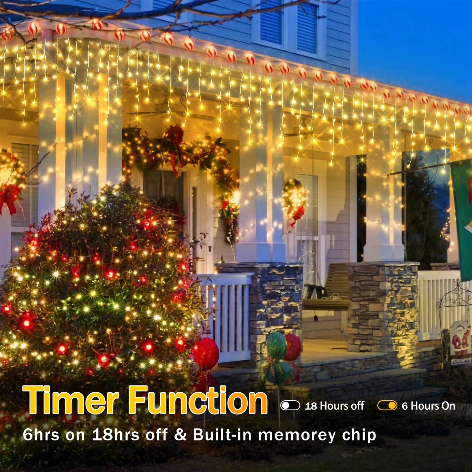 Qhlxjyy 98 Ft Christmas Lights Outdoor Decorations 900 Led 8 Lighting Modes With Timer Memory Waterproof Fairy String Light With 150 Drops Christmas Light For Home Roof Party Holiday Wedding Decor
