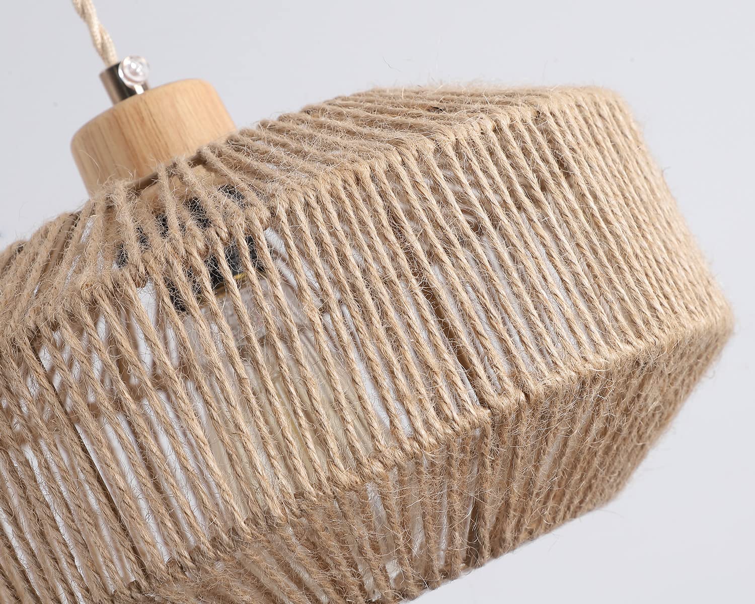 Hchunqjor Coastal Woven Pendant Light Fixture - Adjustable Natural Hemp Rope For Kitchen & Dining