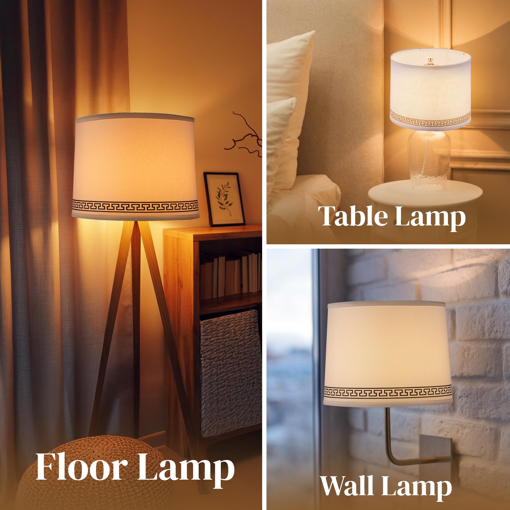 White Lamp Shades Set Of 2 For Table Lamps11.6    Top X 12.6    Bottom X 9.8    Height, Medium Hand Crafted Linen Fabric With Cl