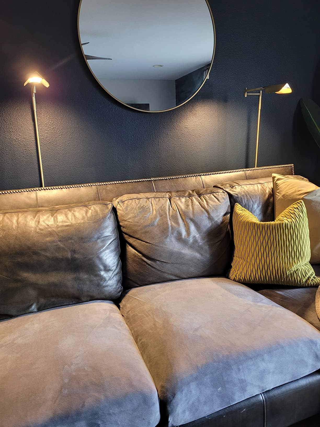 Brightech Leaf LED Reading Lamp - Dimmable Floor Lamp, Adjustable Height, Antique Brass, Perfect for Living Rooms & Offices, Model 211179AB