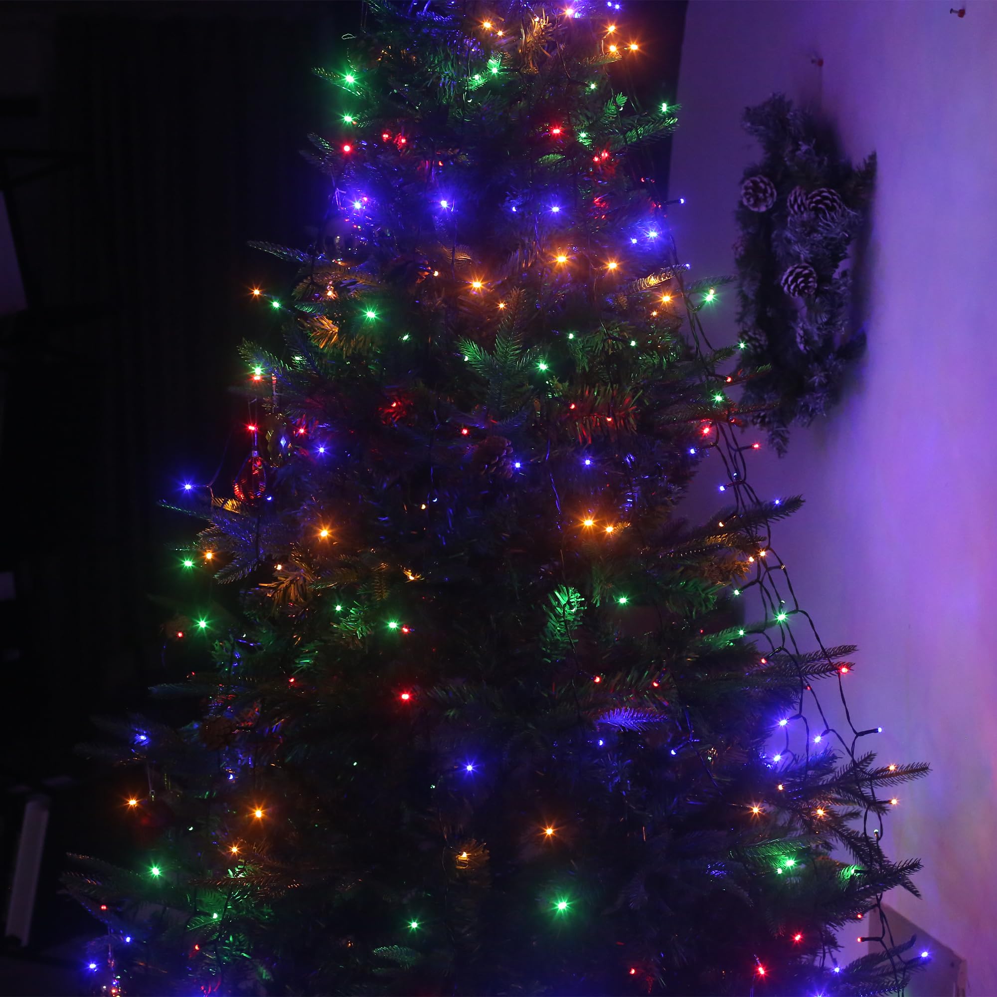 Flechllary Christmas Lights,100 Led 39Ft Outdoor/Indoor Christmas Lights Plug In With 8 Modes & Timer & Memory Function, Waterpr