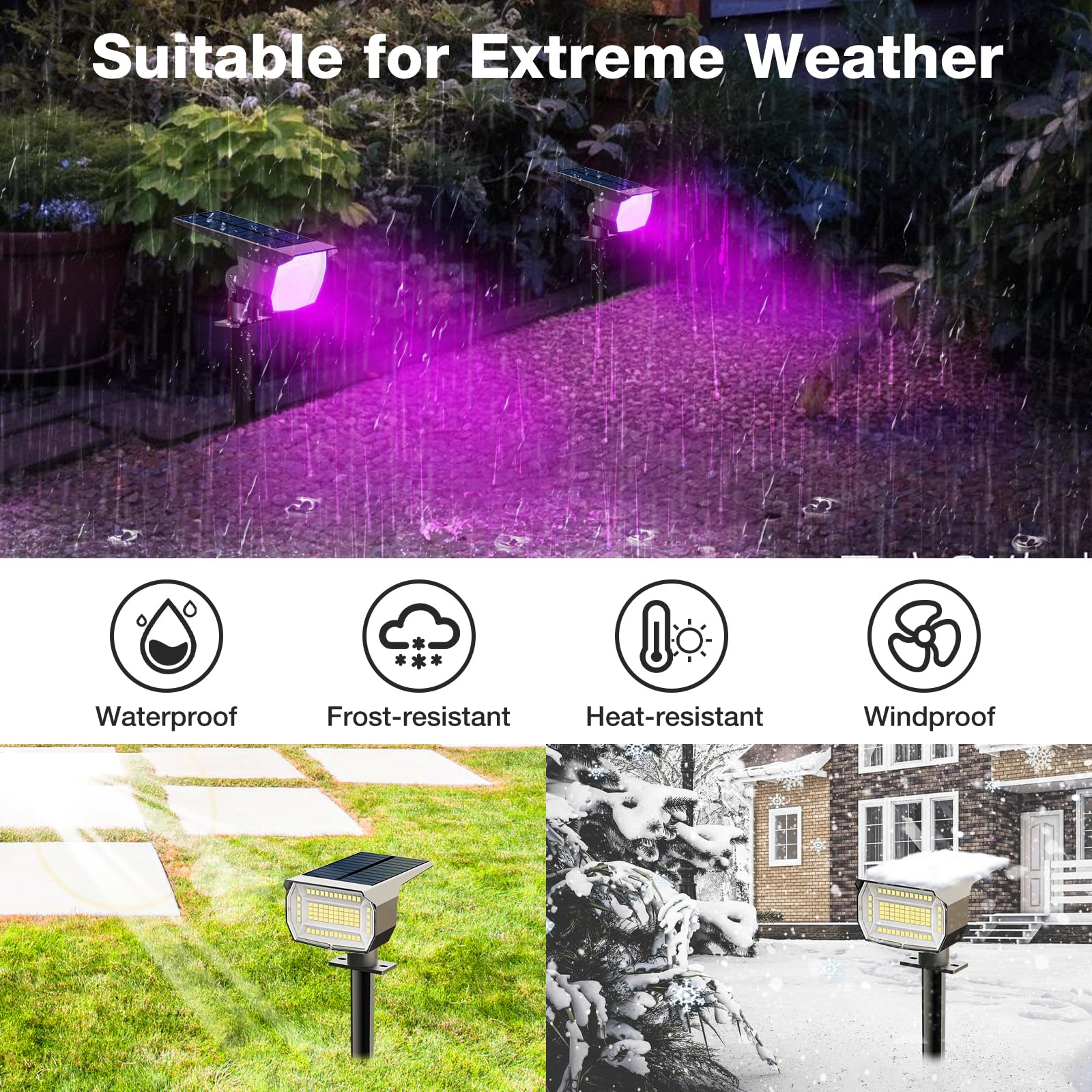 nipify Solar Spot Lights 4 Pack, Waterproof Outdoor Landscape Lighting, Purple, Plastic, Model 8c5b2884-27dd-4e42-8499-f827003565f
