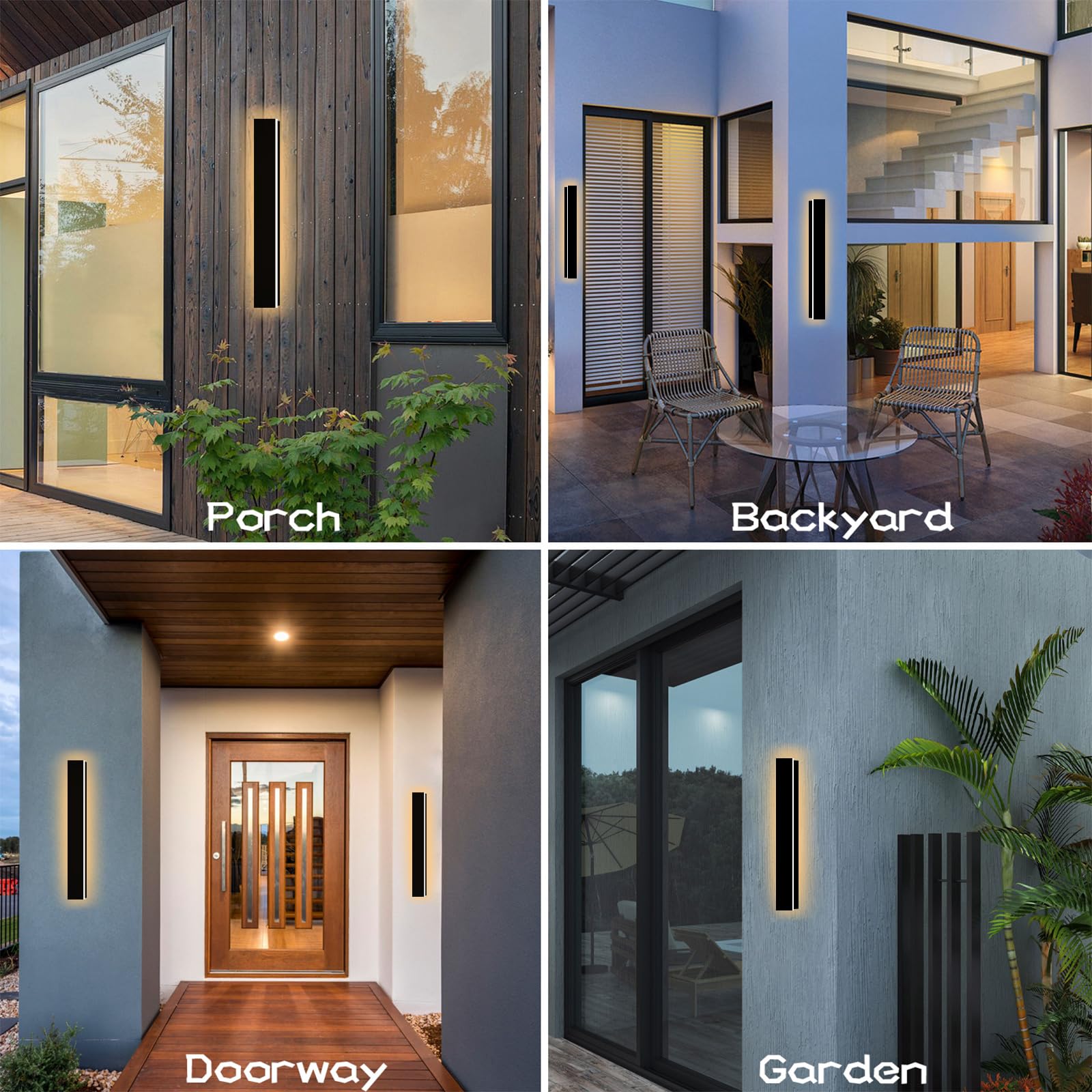 Gremlbuk 24 Inch Outdoor Wall Lights 2 Pack, Long Outdoor Wall Sconce Led Ip65 Waterproof Linear Wall Sconces 3000K Wall Mount Exterior Light Fixtures For House Garage Porch Patio