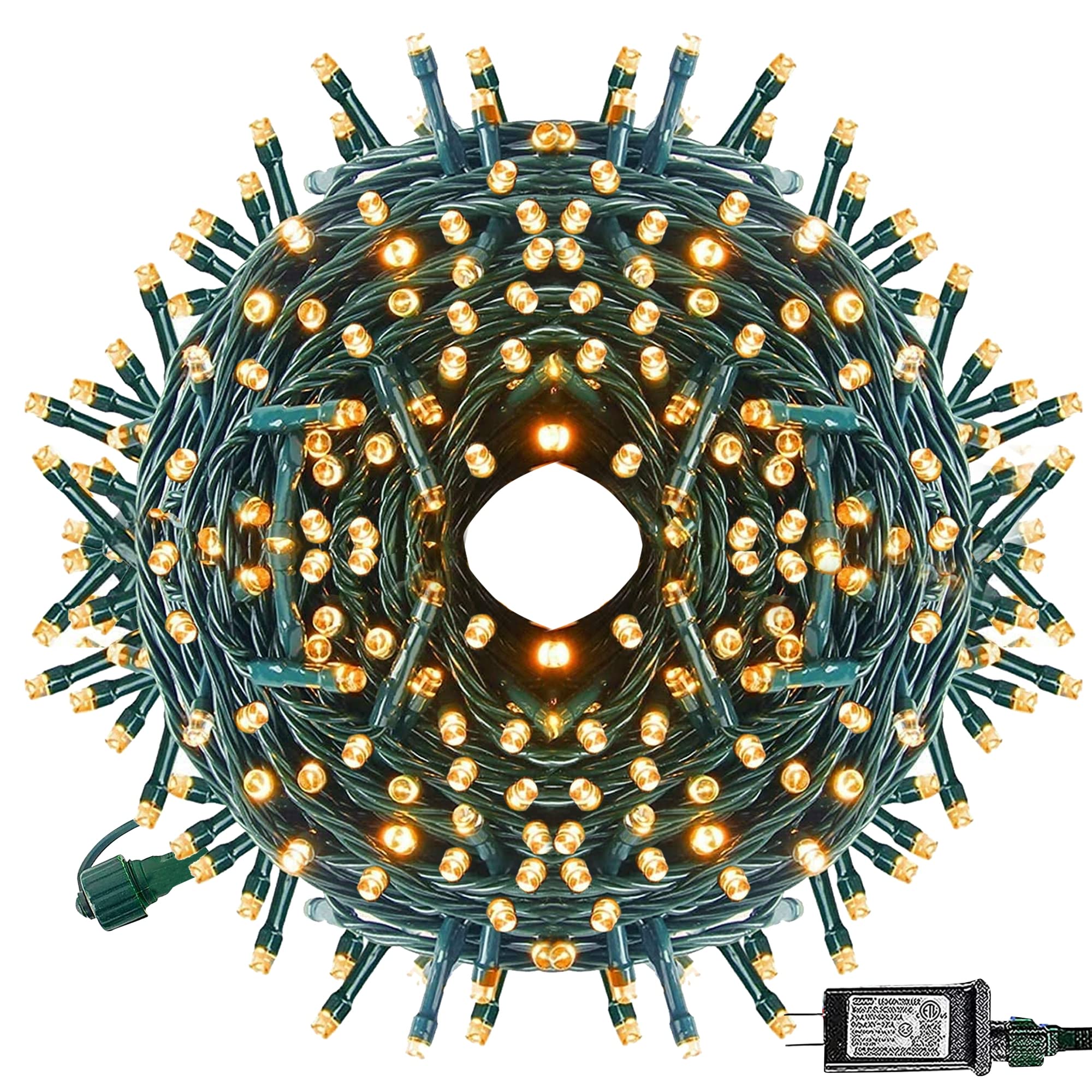 Dazzle Bright Warm White Christmas String Lights, 82Ft 1000 Led Waterproof Green Wire Fairy Lights With 8 Modes, Outdoor Lights