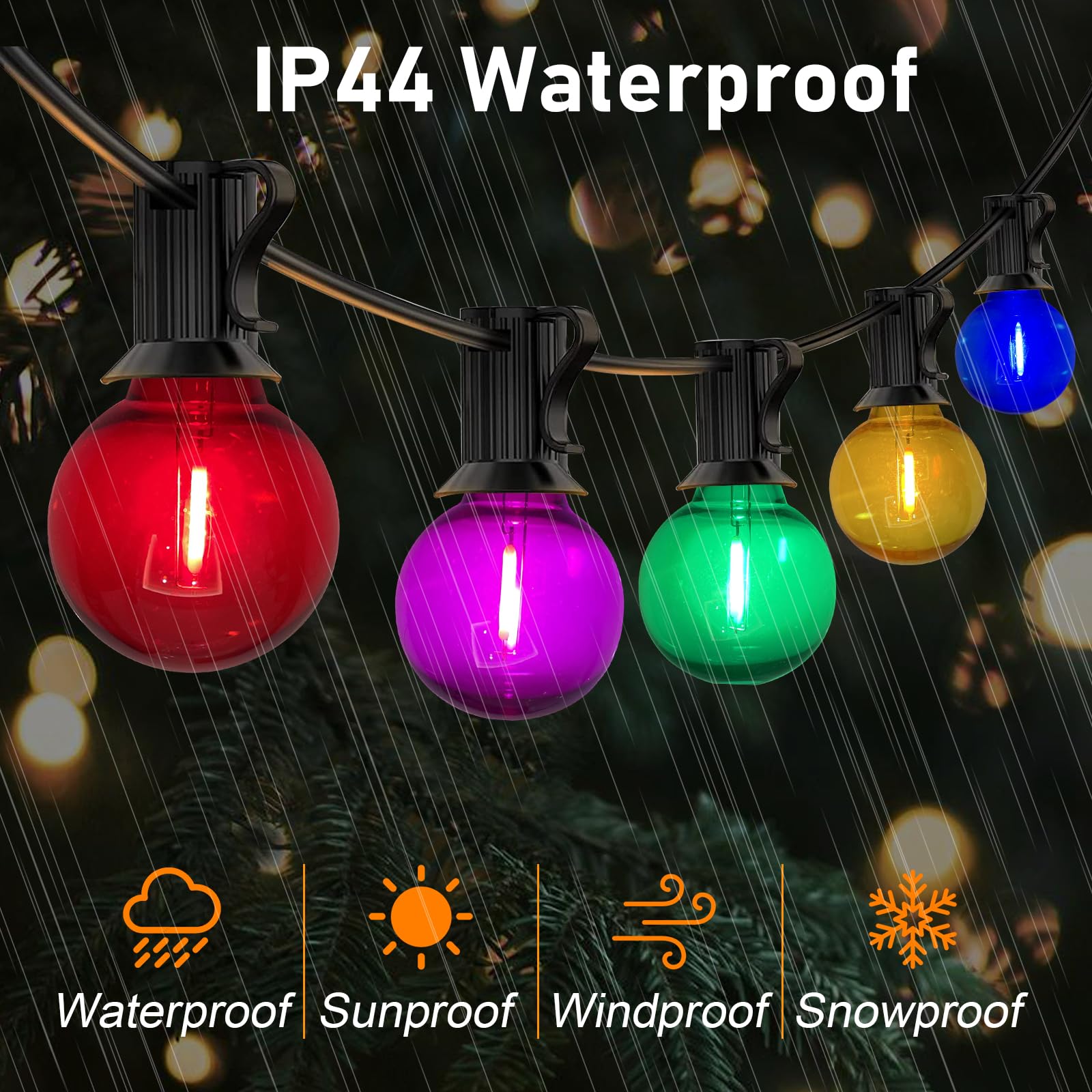 Goothy 25 Pack G40 Frosted Multicolor Led Globe Lights Bulbs, E12/C7 Candelabra Base Led Replacement Bulbs For Christmas Easter Outdoor String Lights, 0.6W Shatterproof Led Colorful Night Light Bulbs