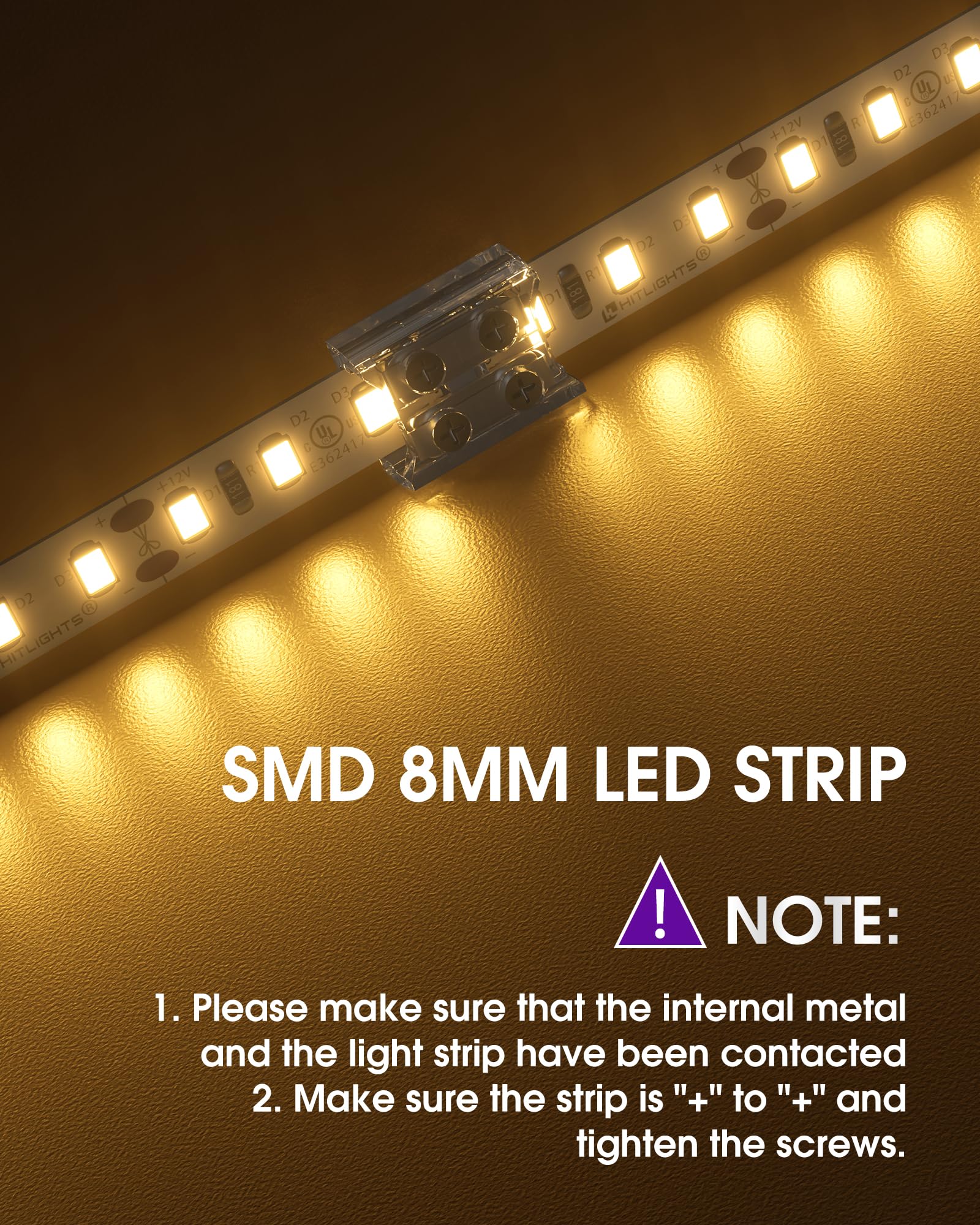 Hitlights 12 Pack Led Connector 2 Pin 8Mm Solderless Led Tape Light Connector Transparent Led Strip Light Connectors With Screwd
