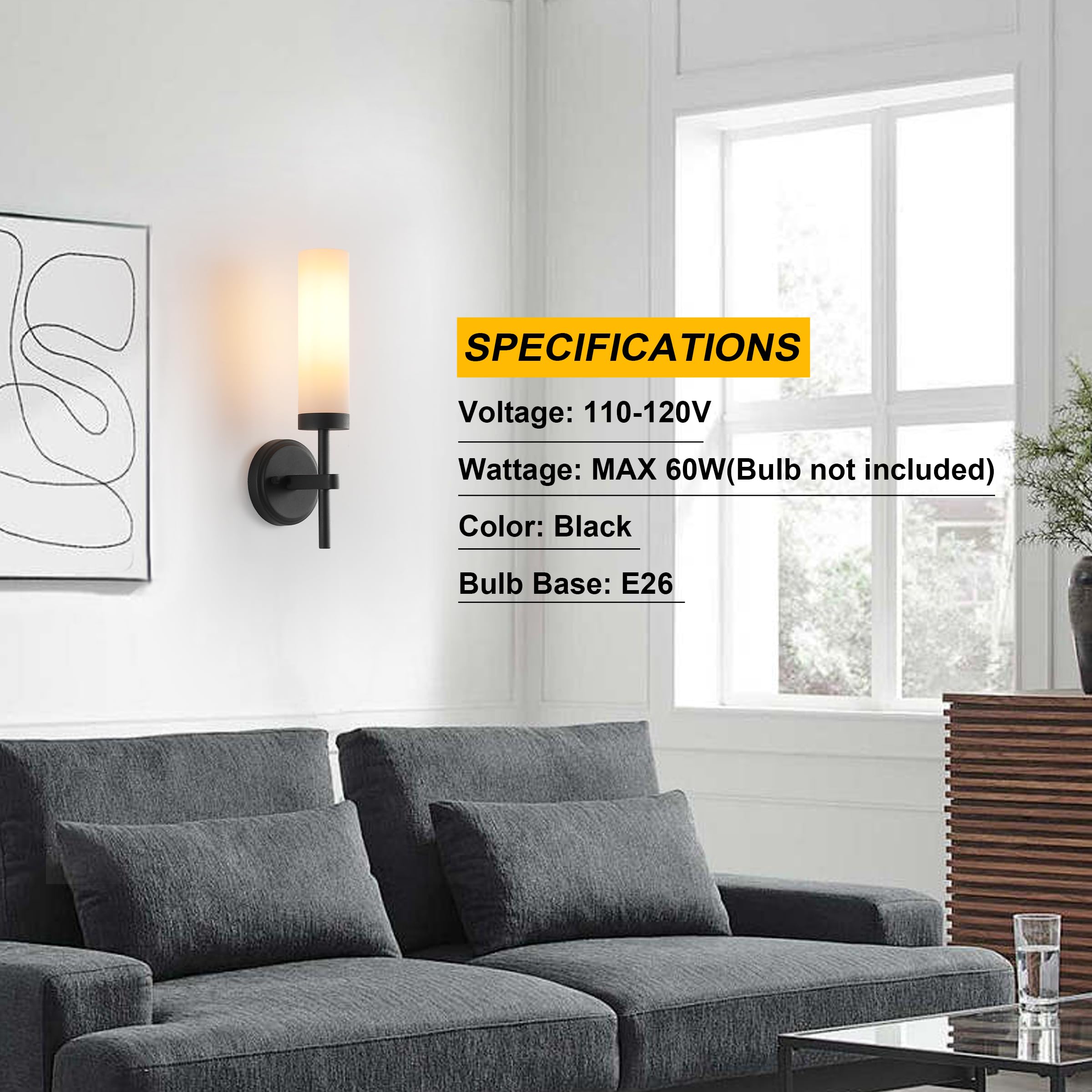 Wall Sconces Set Of Two Matte Black Bathroom Sconces Wall Lighting With White Glass  Modern Sconces Wall Decor Set Of 2 Wall Light Fixtures For Bathroom Mirror Living Room Hallway Bedroom Wall Lamp