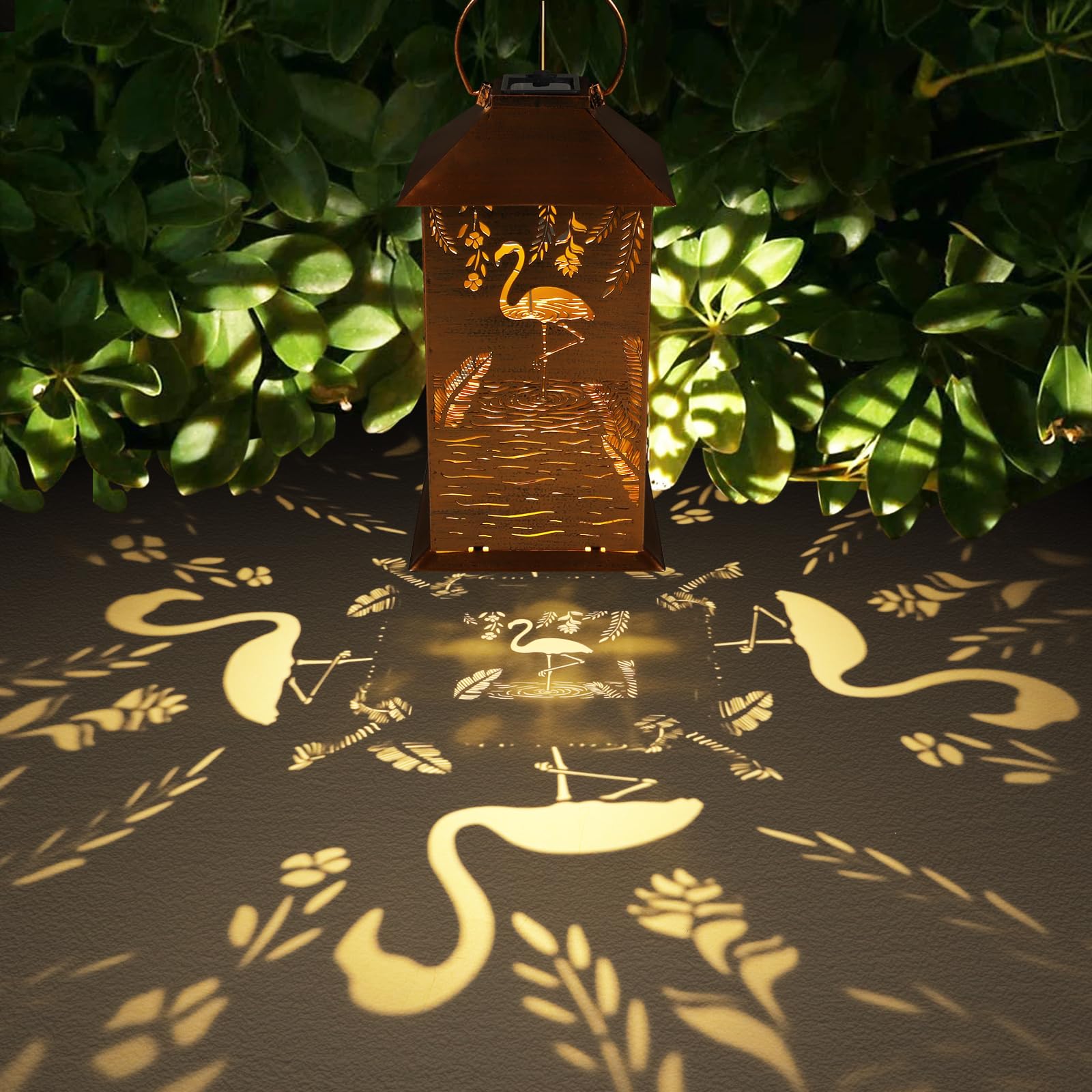 Flamingos Solar Lantern Outdoor Waterproof Hanging Christmas Lights Flamingos Garden Decor Birthdays Gifts For Women Mom Grandma
