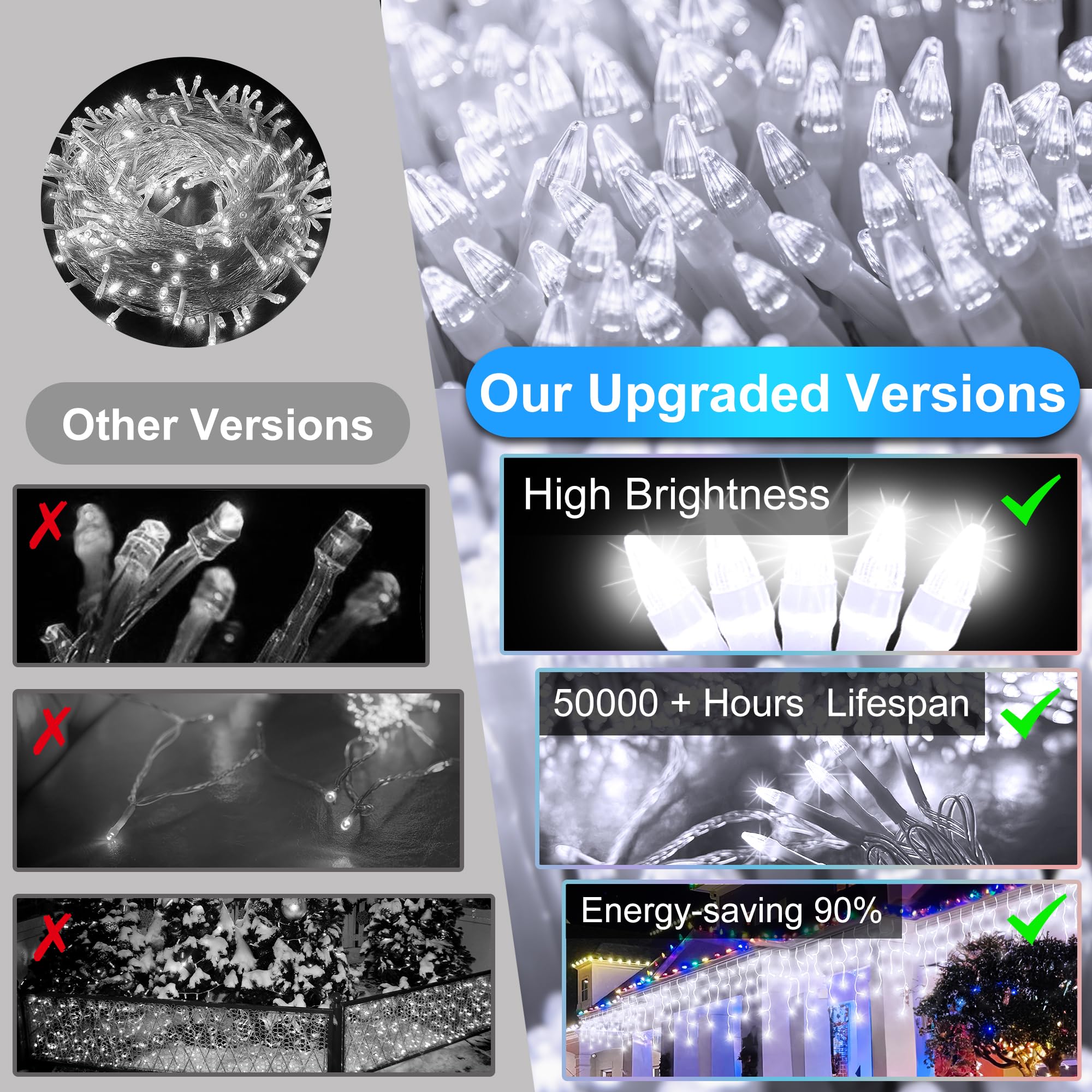 792 Led Christmas Lights With 176 Drops,82Ft 8 Modes Fairy Hanging String Lights With Time Waterproof, Plug-In Christmas String