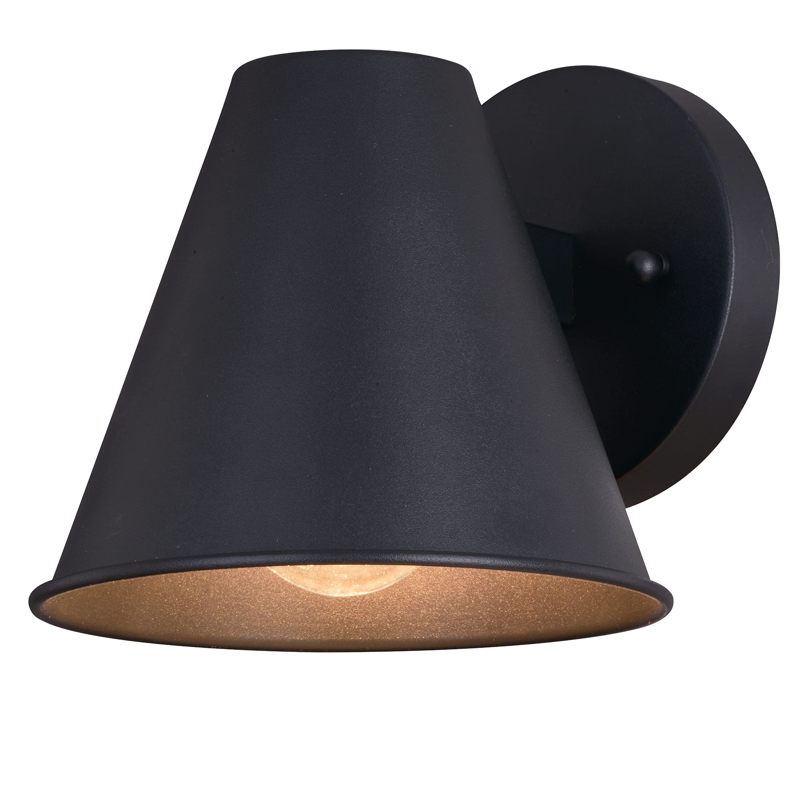 VAXCEL Smith 6.25 in. H 1-Light Textured Black Contemporary Outdoor Wall Sconce, Durable Steel Metal Cone Shade, LED Compatible,