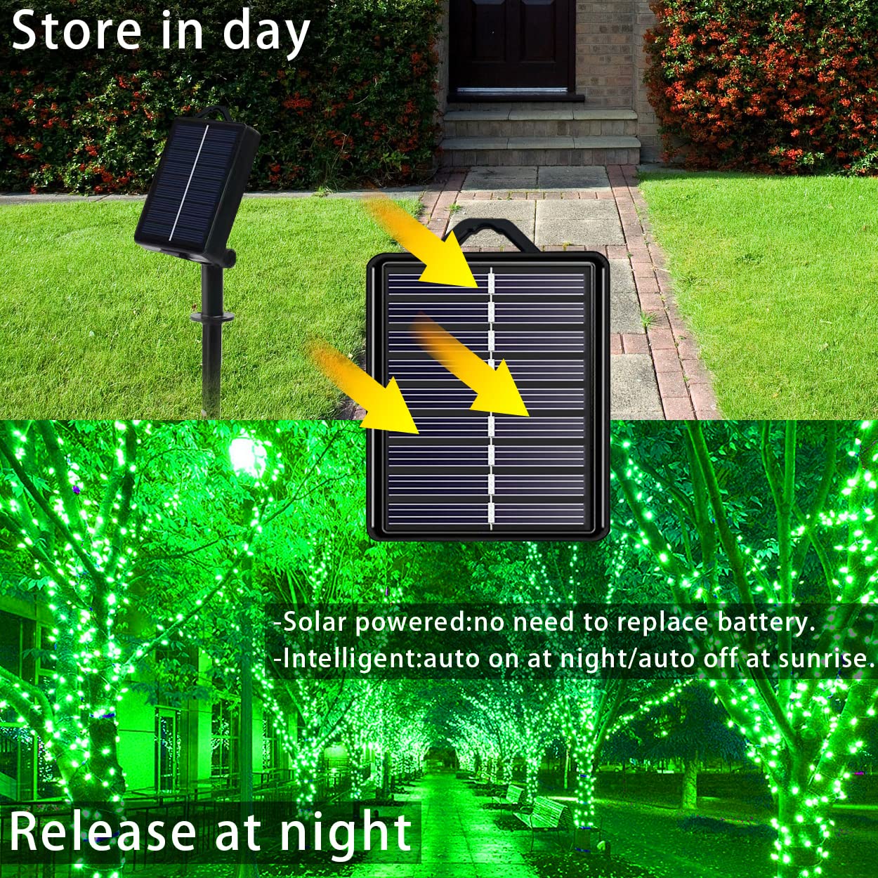 Green Solar Christmas Lights Outdoor, 2 Pack 144Ft 400Led Fairy String Lights With 8 Modes Ip44 Waterproof Twinkle Lights For Tr
