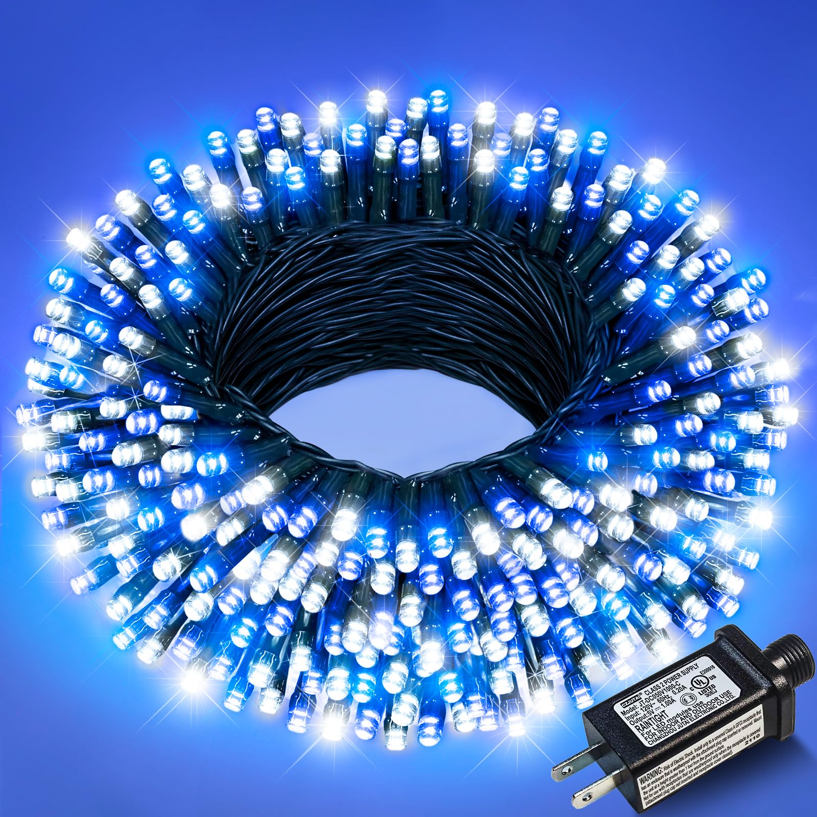 Christmas Lights Outdoor, 66FT 200 LED Christmas Tree Lights with 8 Modes Waterproof, Green Wire Plug in String Lights for Indoo