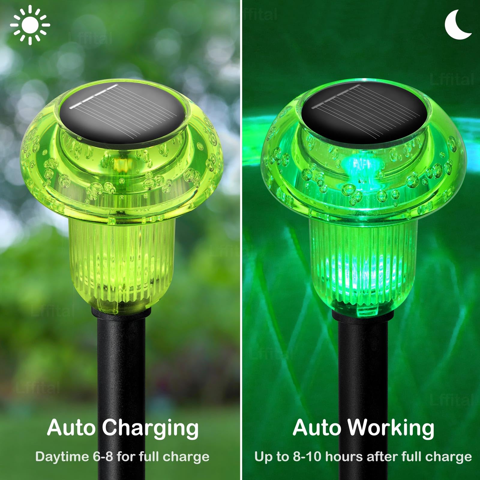 Lffital Halloween Solar Lights Outdoor 8 Pack Green Solar Pathway Lights Outdoor Mushroom Led Waterproof Lighting Stake For Outside  Yard  Path  Garden  Lawn  Patio  Landscape Decorations