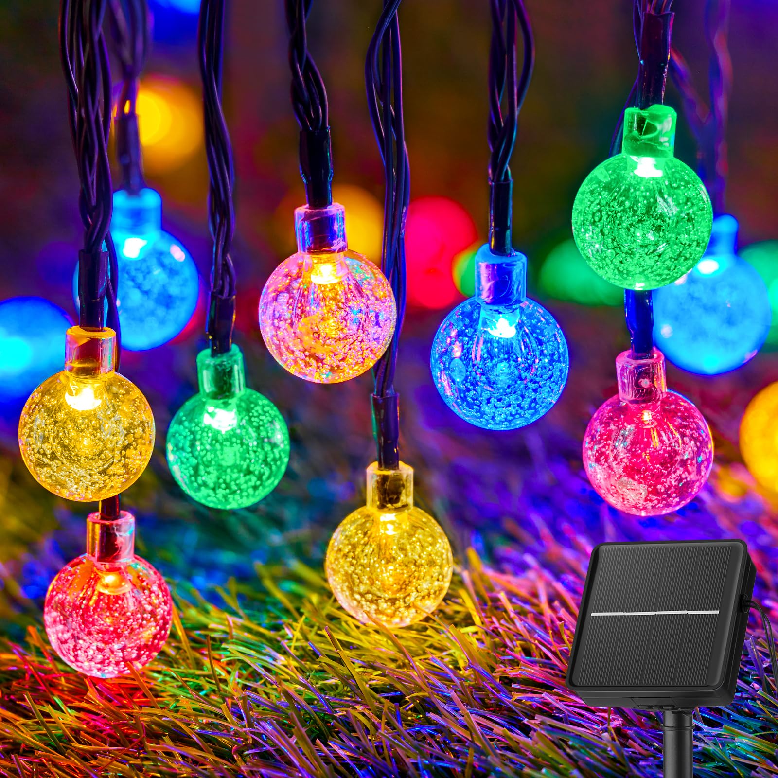 Brightown Solar String Lights Outdoor 60 LED 35.6ft Multicolor Waterproof Garden Decor Model DY-SB-1-500