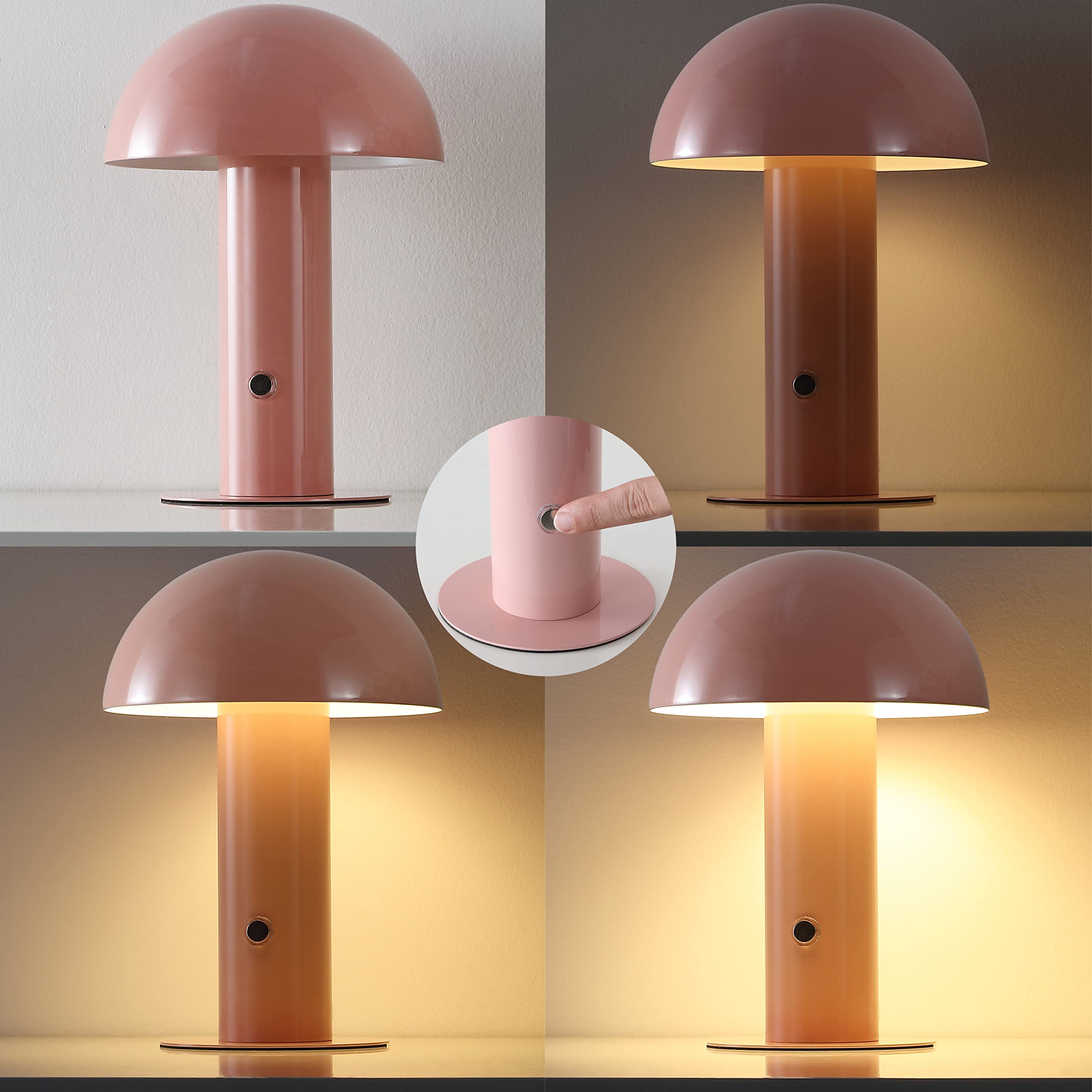 Jonathan Y Jyl7115F Boletus 10.75'' Contemporary Bohemian Rechargeable/Cordless Portable Iron Integrated Led Mushroom Table Lamp
