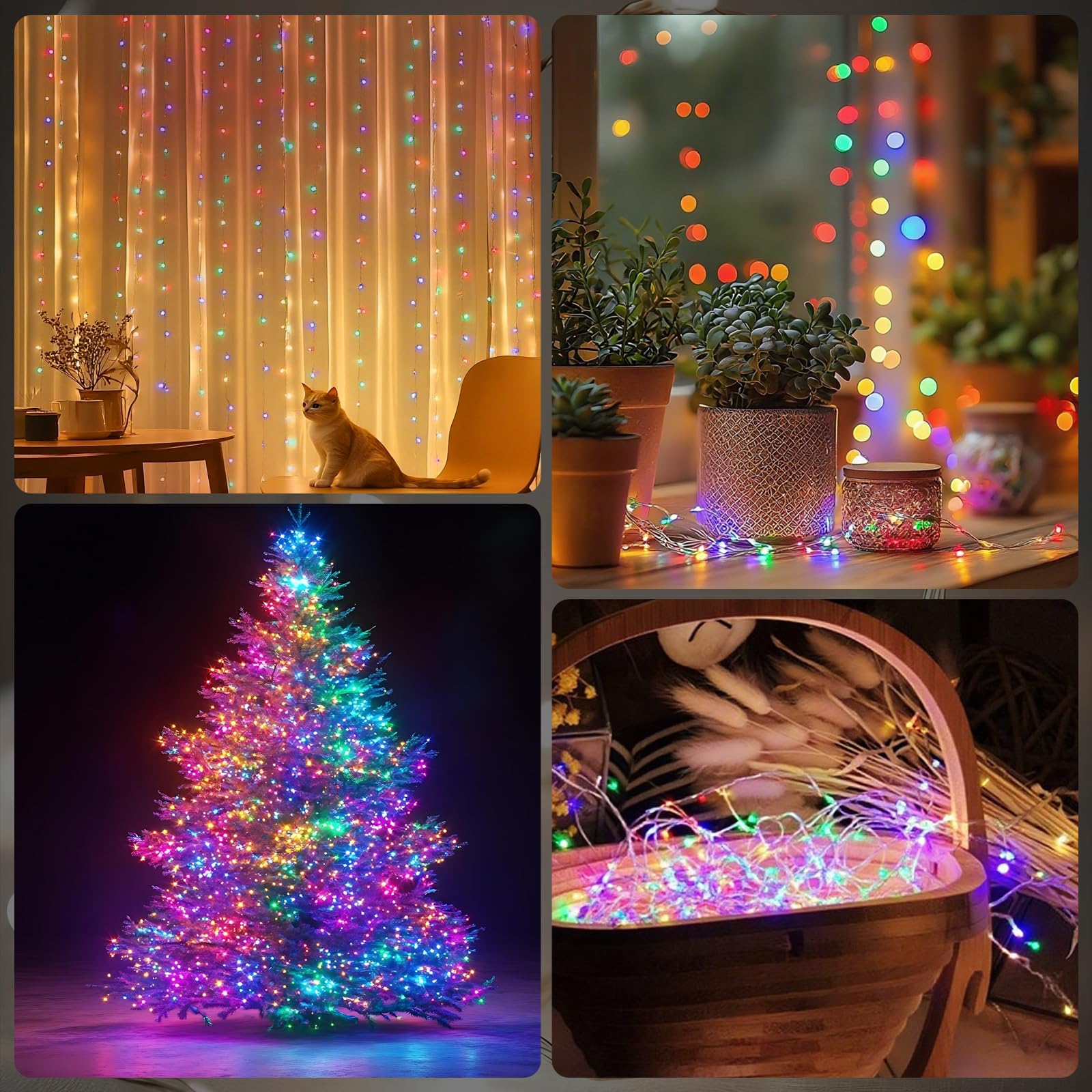YPHSOL Fairy Lights String Lights 50LED 16.4ft Waterproof Silver Wire 2 Pack Multicolor