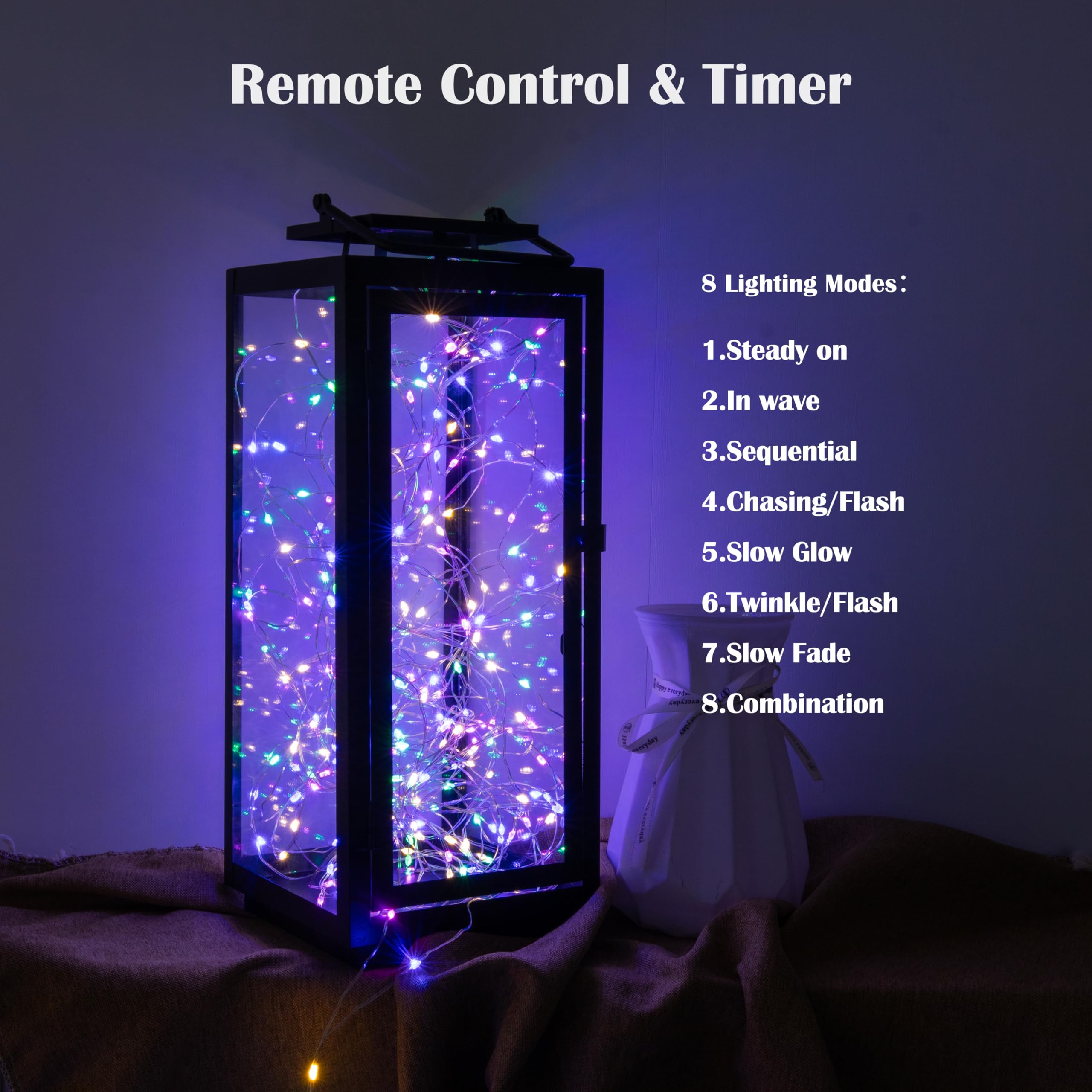 Zeluxdot Fairy Lights Plug In,200Ft 600 Leds Waterproof Led String Lights,Twinkle Light With 8 Modes Remote For Outdoor Indoor C