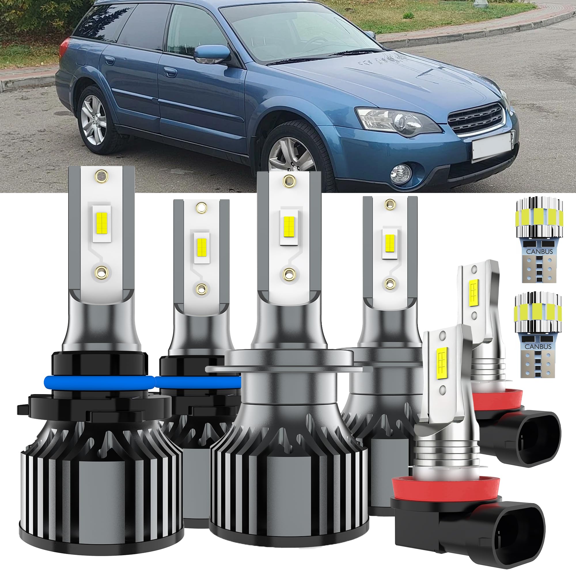 AYOTZIH Bulbs Fit For Subaru Outback 2005 2006 2007 2008 2009, High Beams Low Beams Fog Lights License Plate Lights Combo, 400% 