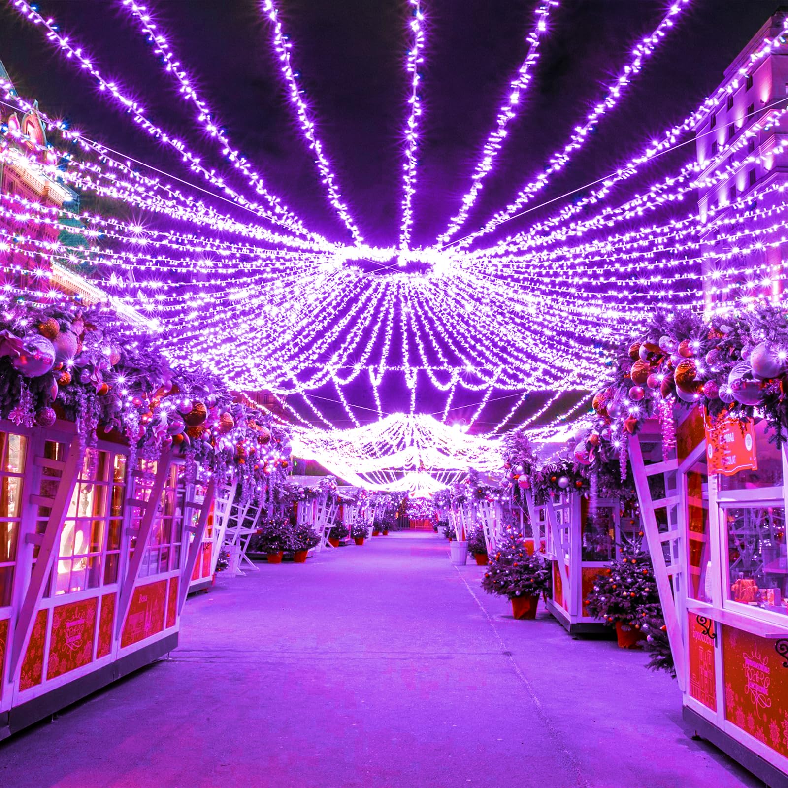 Einiiya 120 Led Purple Halloween Lights  40 Ft Christmas Lights Indoor Outdoor 8 Modes Plug In Waterproof Fairy String Lights For Tree Christmas Halloween Thanksgiving Decorations