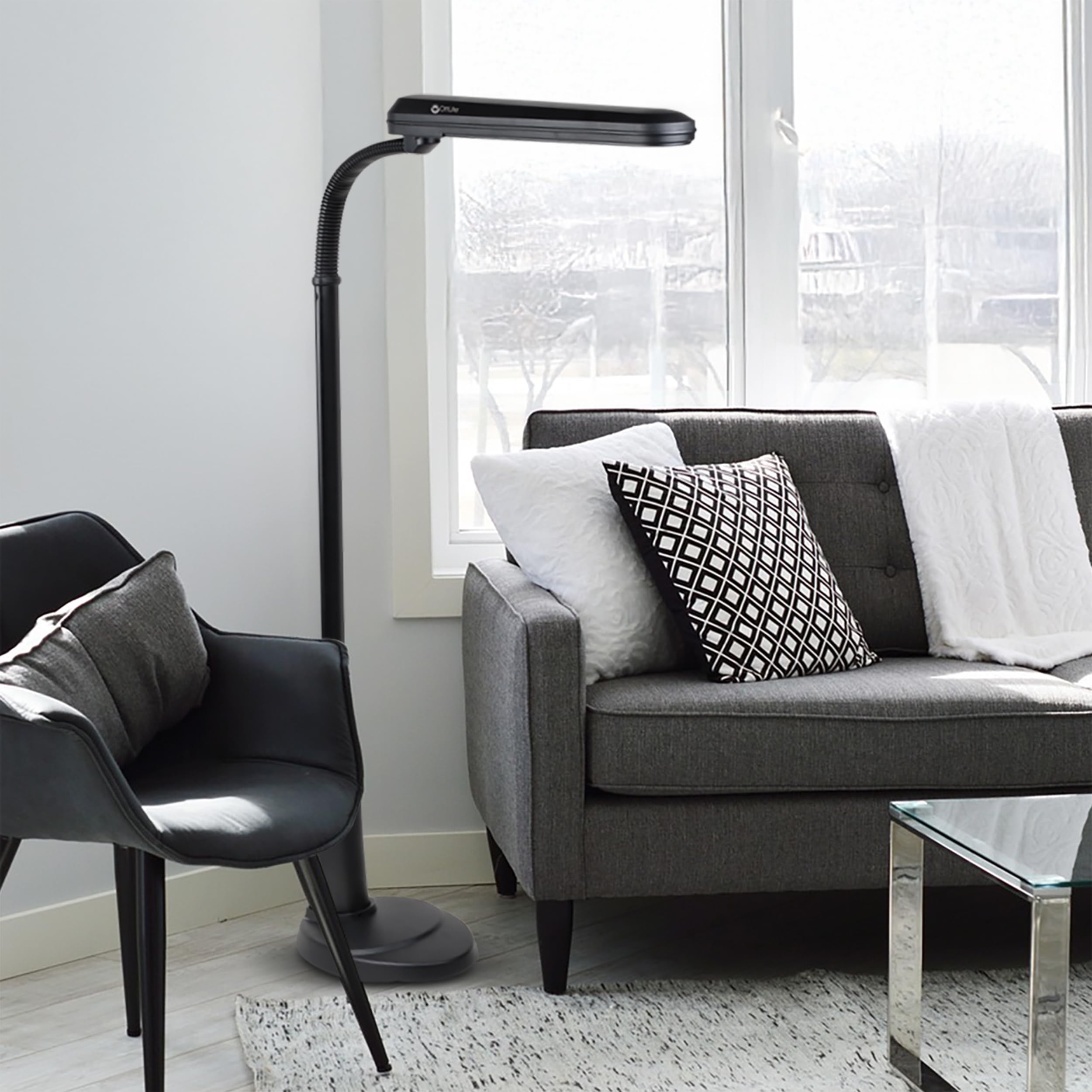 Ottlite Standing Floor Lamp With Weighted Base & Adjustable Neck - 24W Energy Efficient Light Bulb For Bright Natural Daylight -