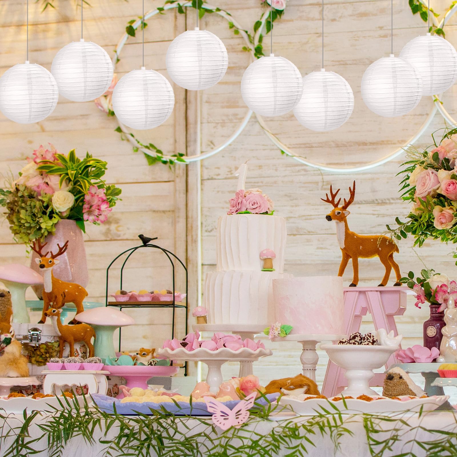 Treela 90 Pack White Chinese Japanese Paper Lanterns Decorative Hanging Ball Lanterns Paper Lantern Lamps For Wedding Birthday Party Baby Shower Home Decorations (4 Inch)