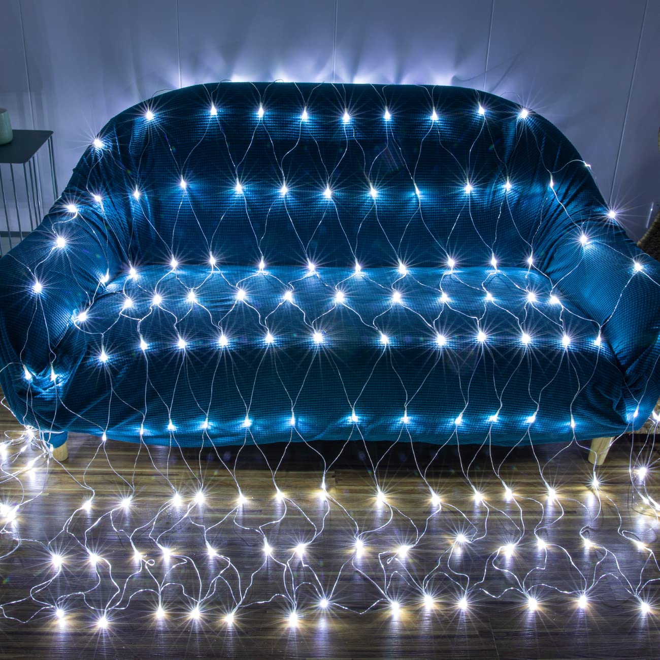 Awq 360 Led 13.1Ft X 6.6Ft String Lights Net Mesh Lights Christmas Net Lights 8 Modes For Christmas Wedding Party Home Garden Lawn Bushes Bedroom Indoor Outdoor Decor (White)