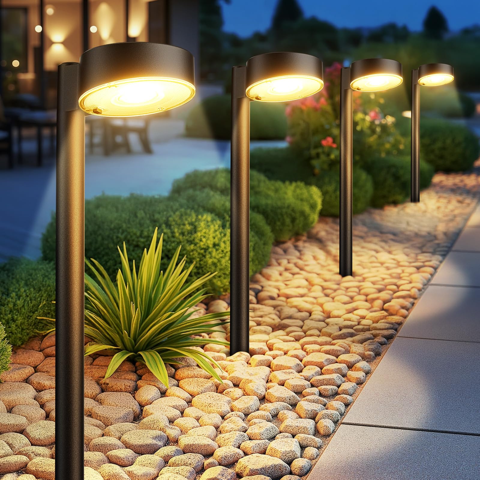 Ahaorigin 12 Pack Solar Pathway Lights Outdoor  12 Brighter LED Solar Lights Outdoor Waterproof  Up to 12 Hrs Modern Solar Powered Path Light for Yard Garden Walkway Driveway