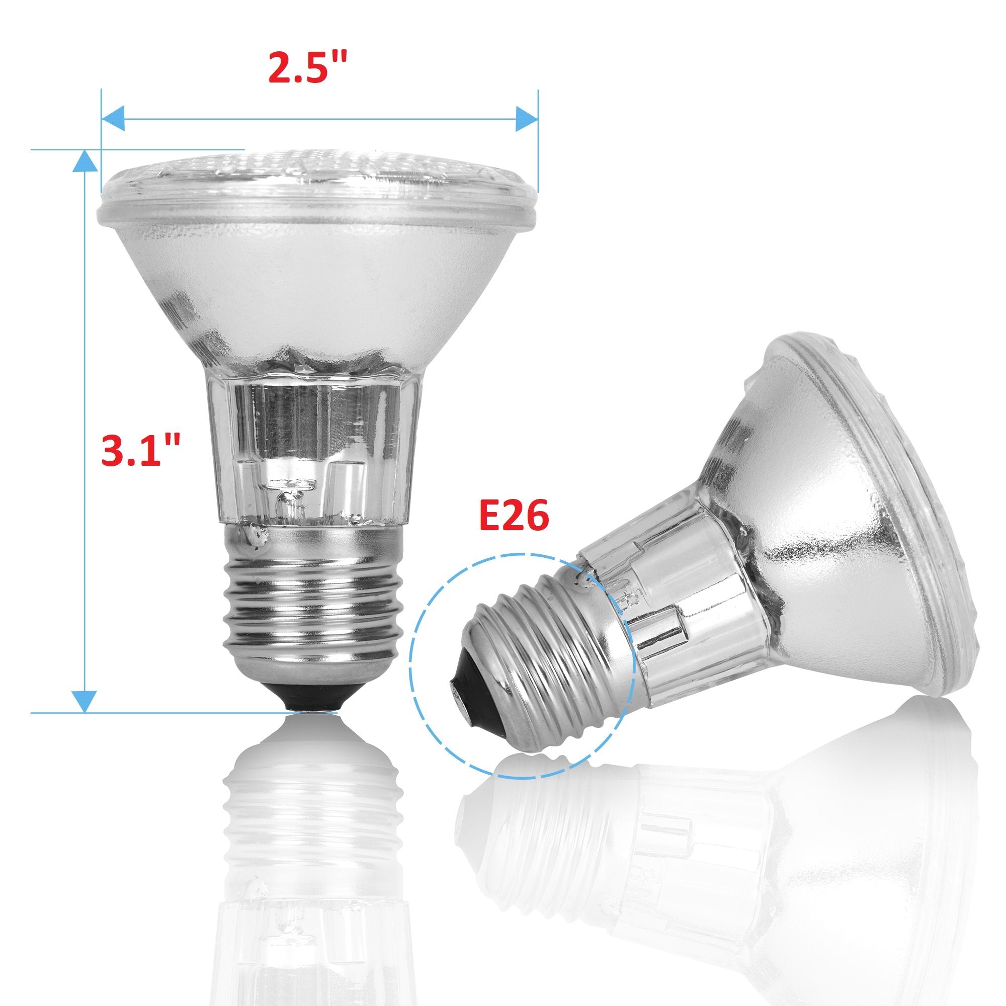 12Vmonster PAR20 Halogen Spot Light Bulbs, 35W, Warm White, 6 Pack, E27 Base, 120V/130V, Ideal for Kitchen & Bathroom Lighting
