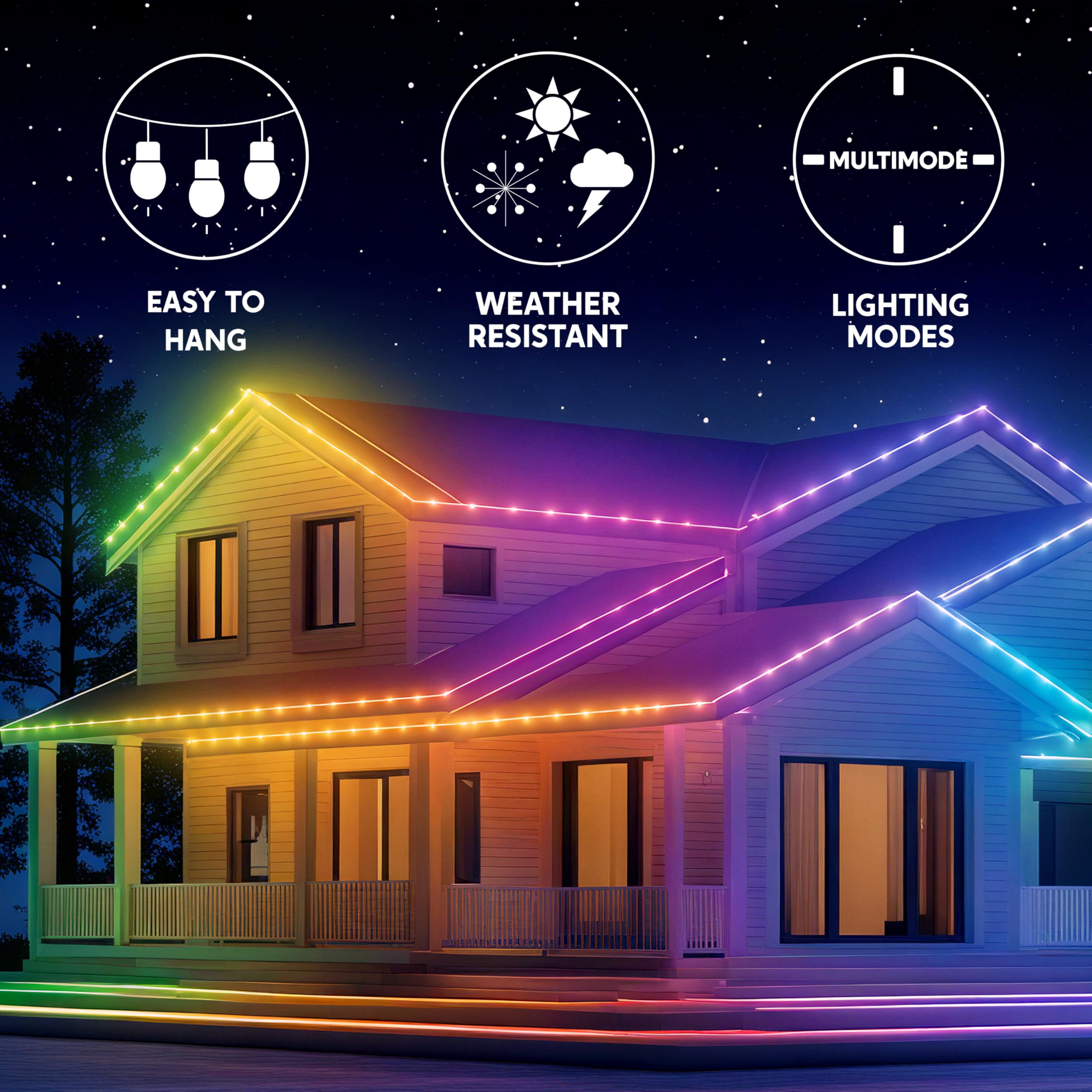JOYIN Christmas Lights Outdoor, 118ft Multicolor LED Strip, Waterproof, App & Remote Control, Model GVLDIC24V72-T-IR-J95