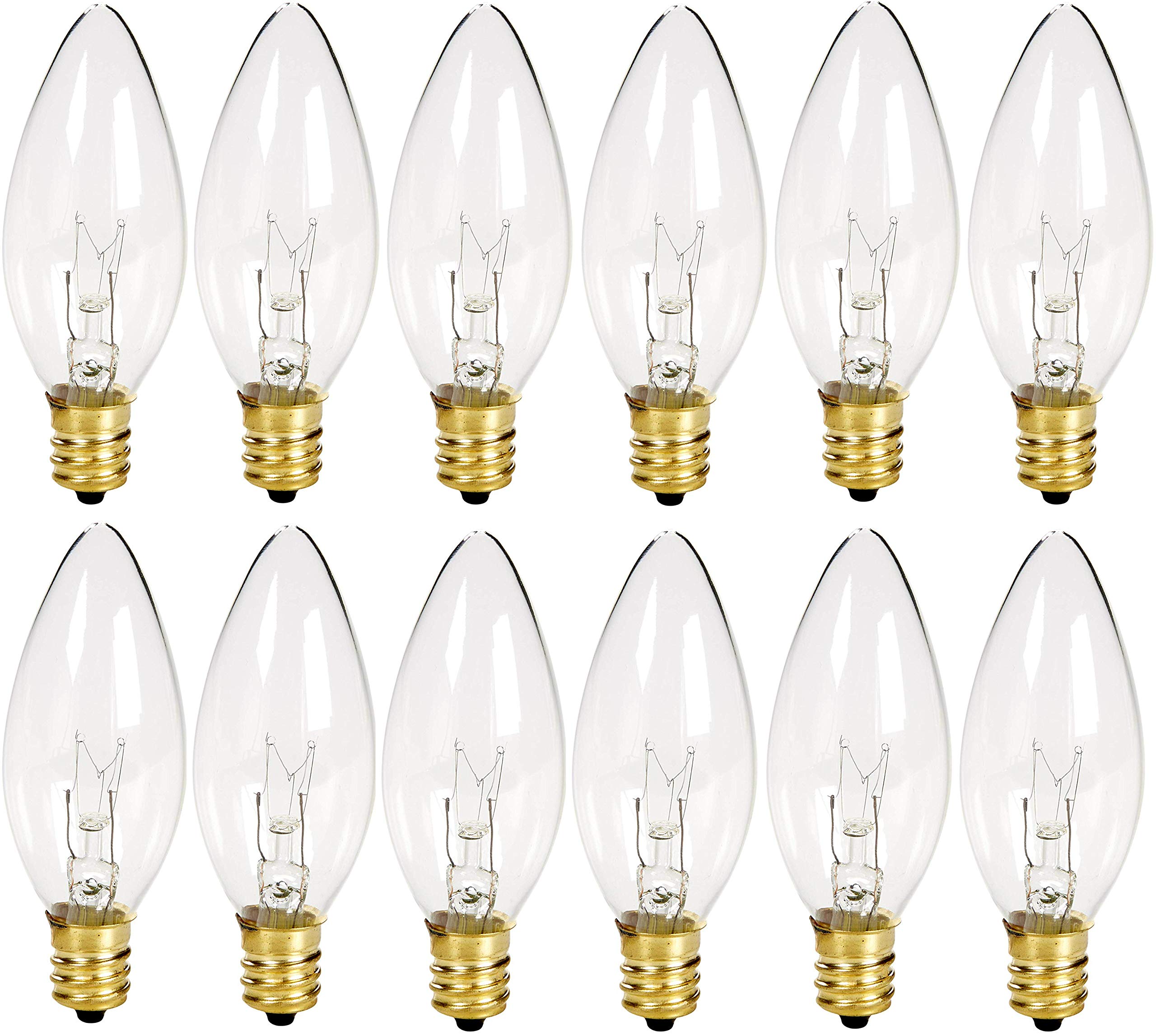 Holiday Joy Candelabra Replacement Bulbs - 7W, Clear Glass, E12 Base, 12 Pack
